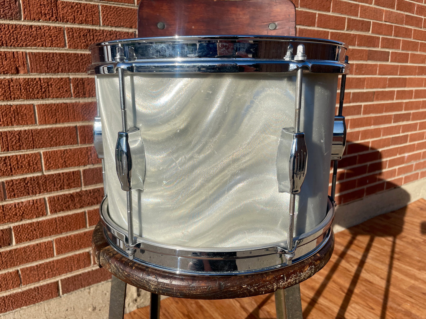 1960s Camco 8x12 Tom Drum White Moire / Satin Flame