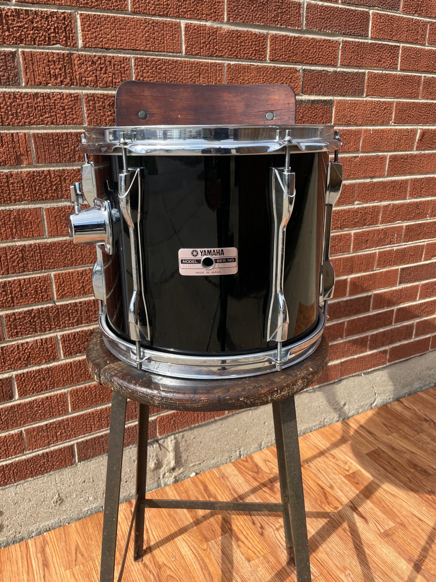1980s Yamaha Recording Custom 10x12 Tom Drum Piano Black 12x10