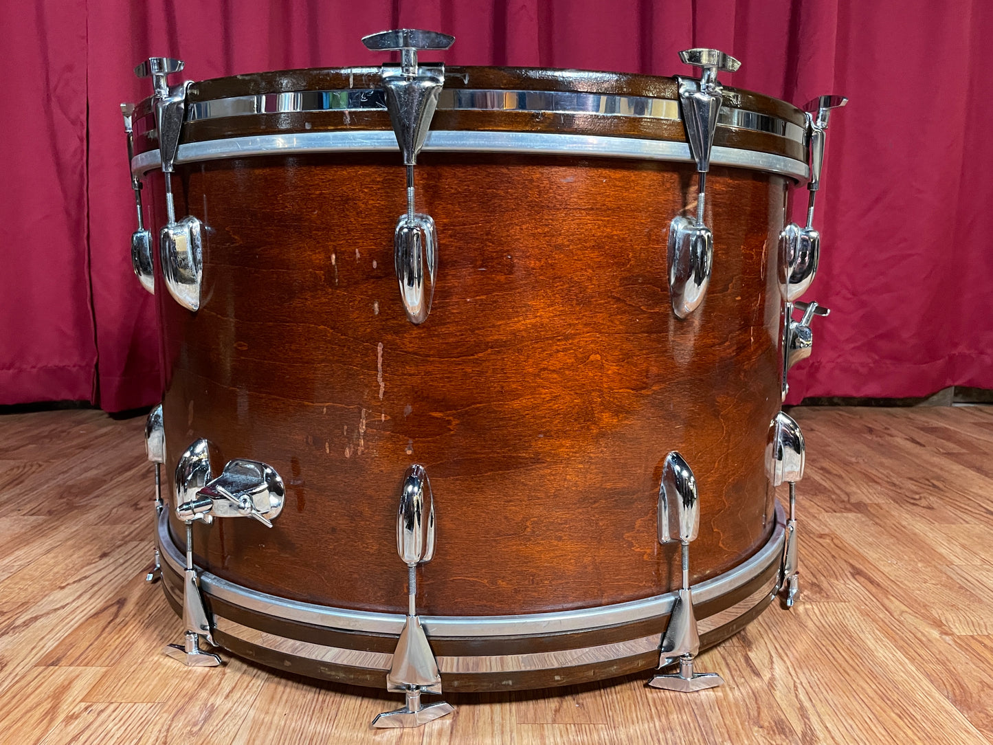 1970s Slingerland 14x24 Sound King Bass Drum Walnut 3 Ply
