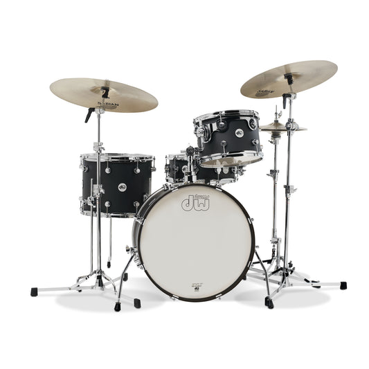 DW Design Series Frequent Flyer 4-Piece Shell Pack Drum Set Black Satin DDLM2004BL Drum Workshop