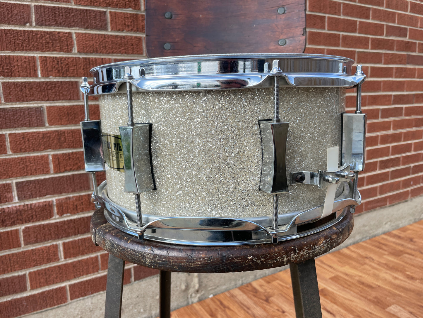 2002 Pork Pie 6x12 USA Custom Maple Snare Drum Silver Glass Glitter Sparkle