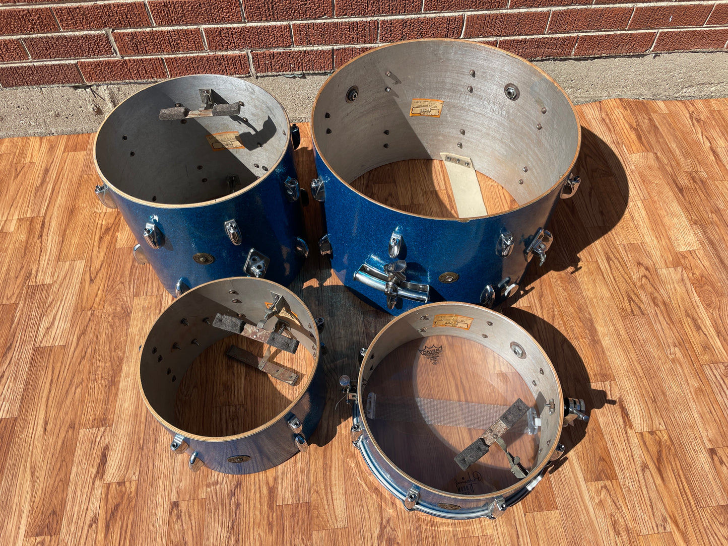 1960s Gretsch Progressive Jazz Drum Set Blue Sparkle 20/12/14/5.5x14