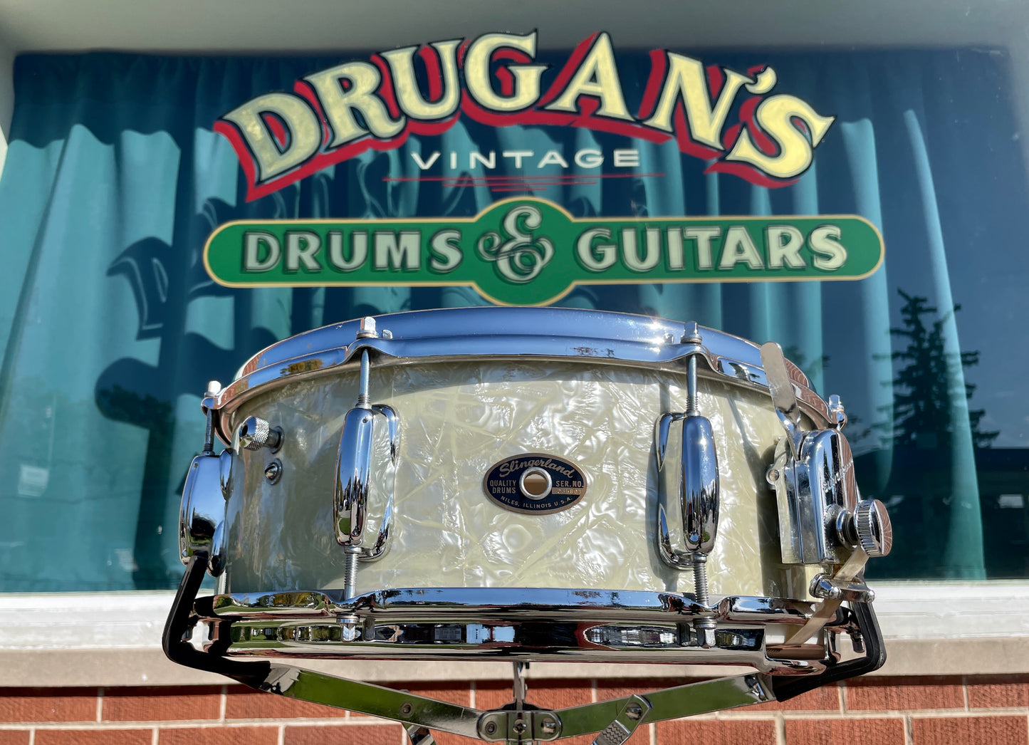 1960s Slingerland 5.5x14 Artist Model Snare Drum White Marine Pearl
