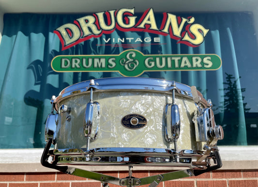 1960s Slingerland 5.5x14 Artist Model Snare Drum White Marine Pearl