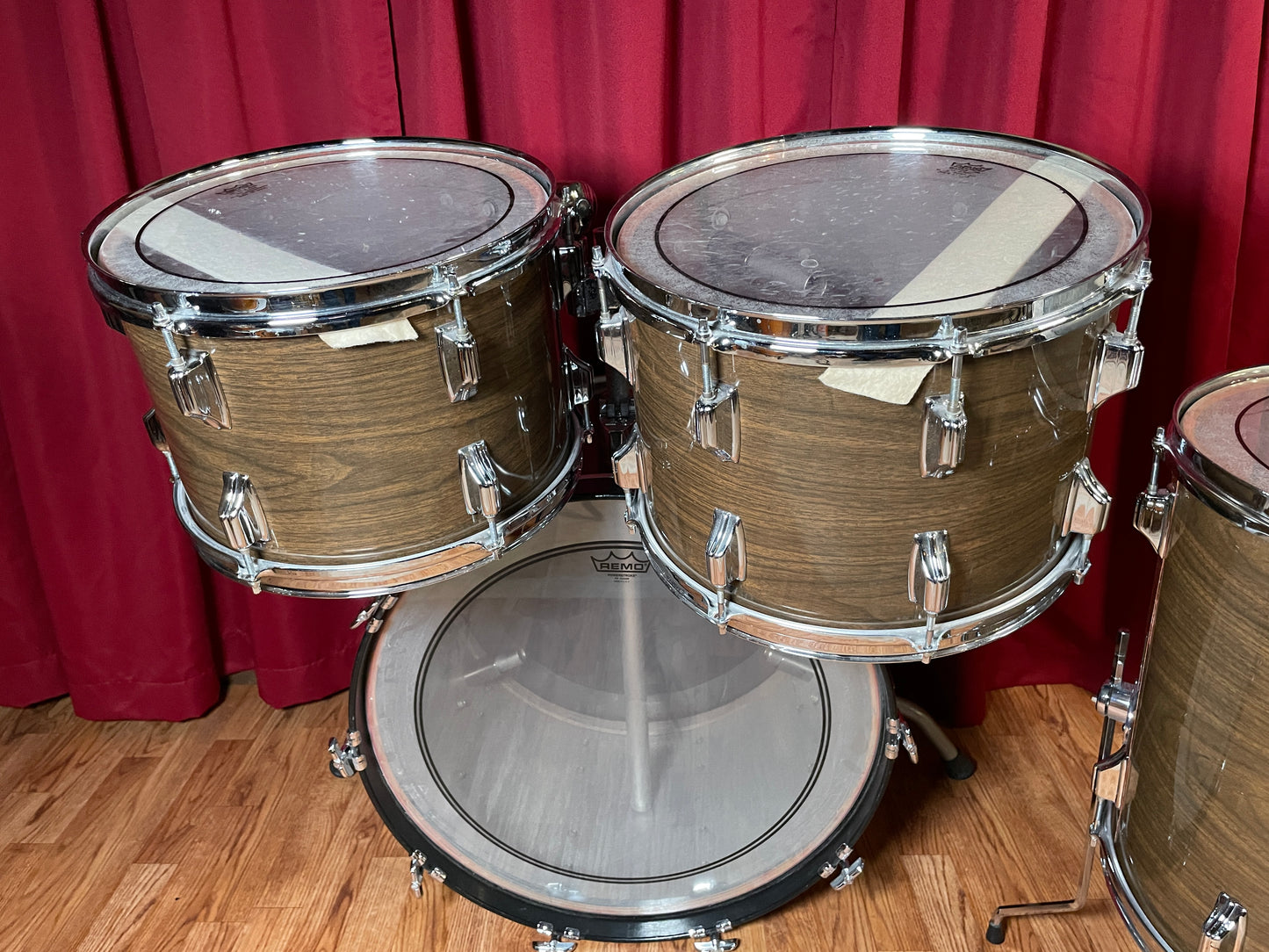1970s Rogers "Big R" Drum Set New Mahogany 22/13/14/18