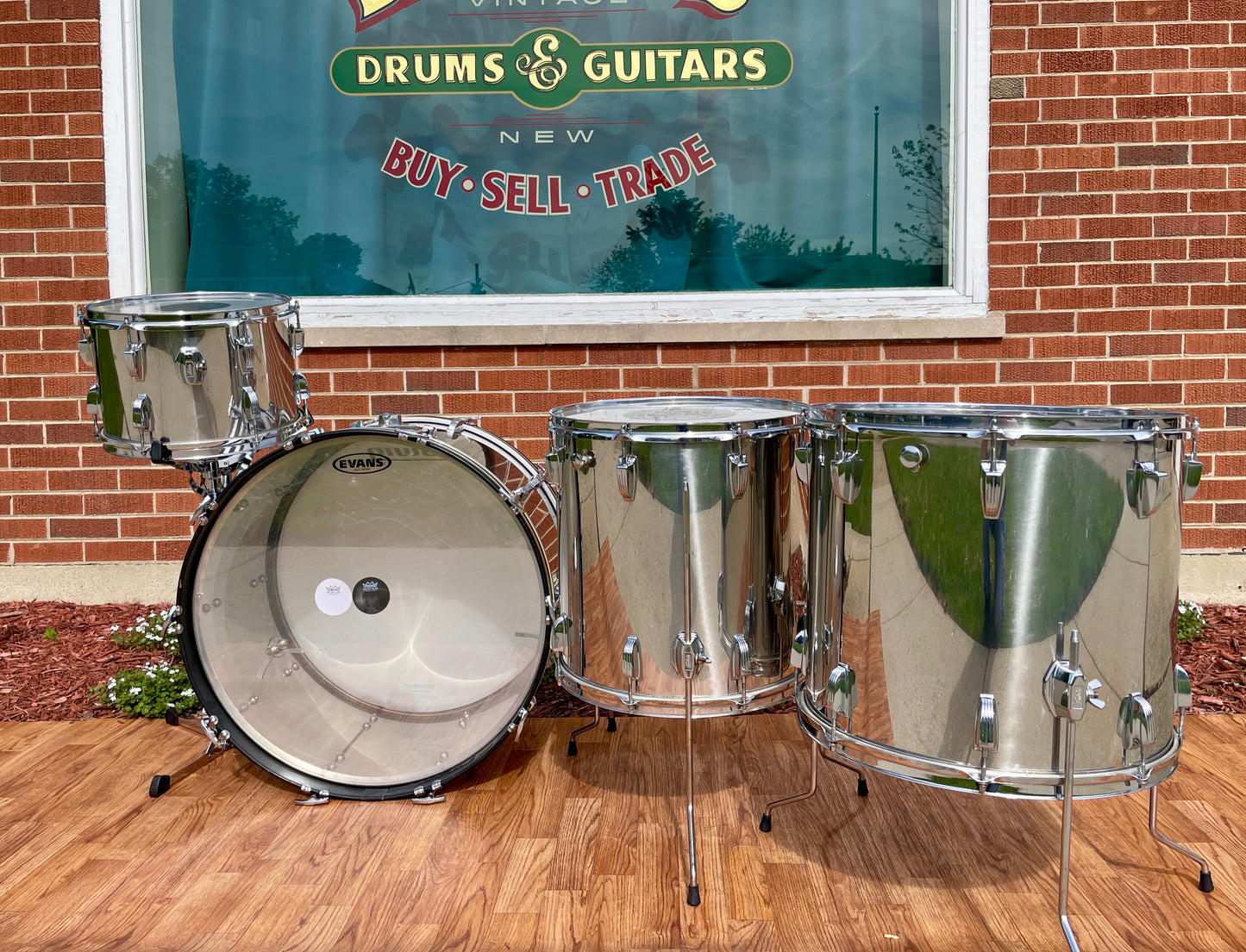 1970s Ludwig Stainless Steel Drum Set 24/13/16/18