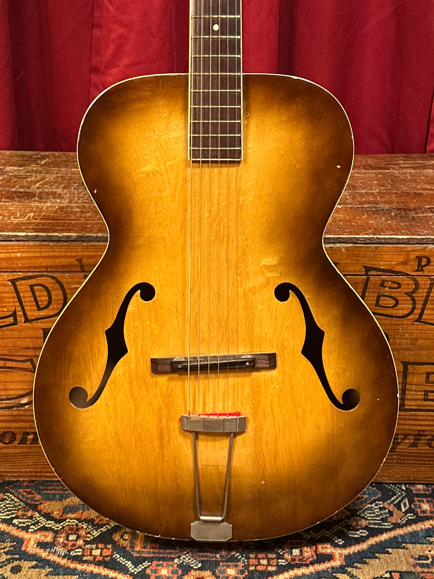 1950s Silvertone 6887 Archtop Acoustic Guitar Natural Burst w/ Gig Bag