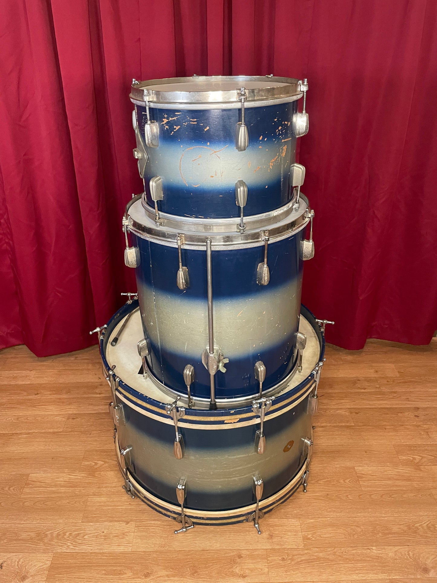 Vintage Slingerland Radio King Drum Set Blue/Silver Duco 24/13/16
