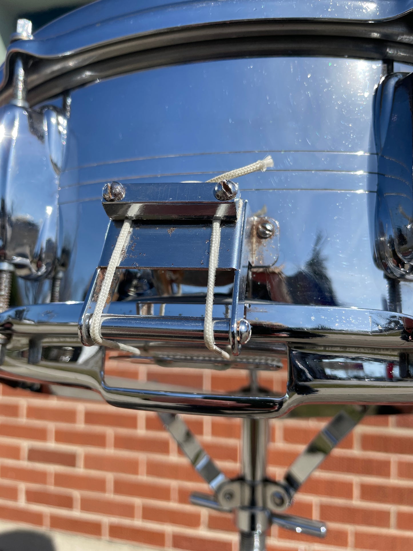 1960s Slingerland 5x14 No. 130 Gene Krupa Sound King 8 Lug Snare Drum Chrome Over Brass