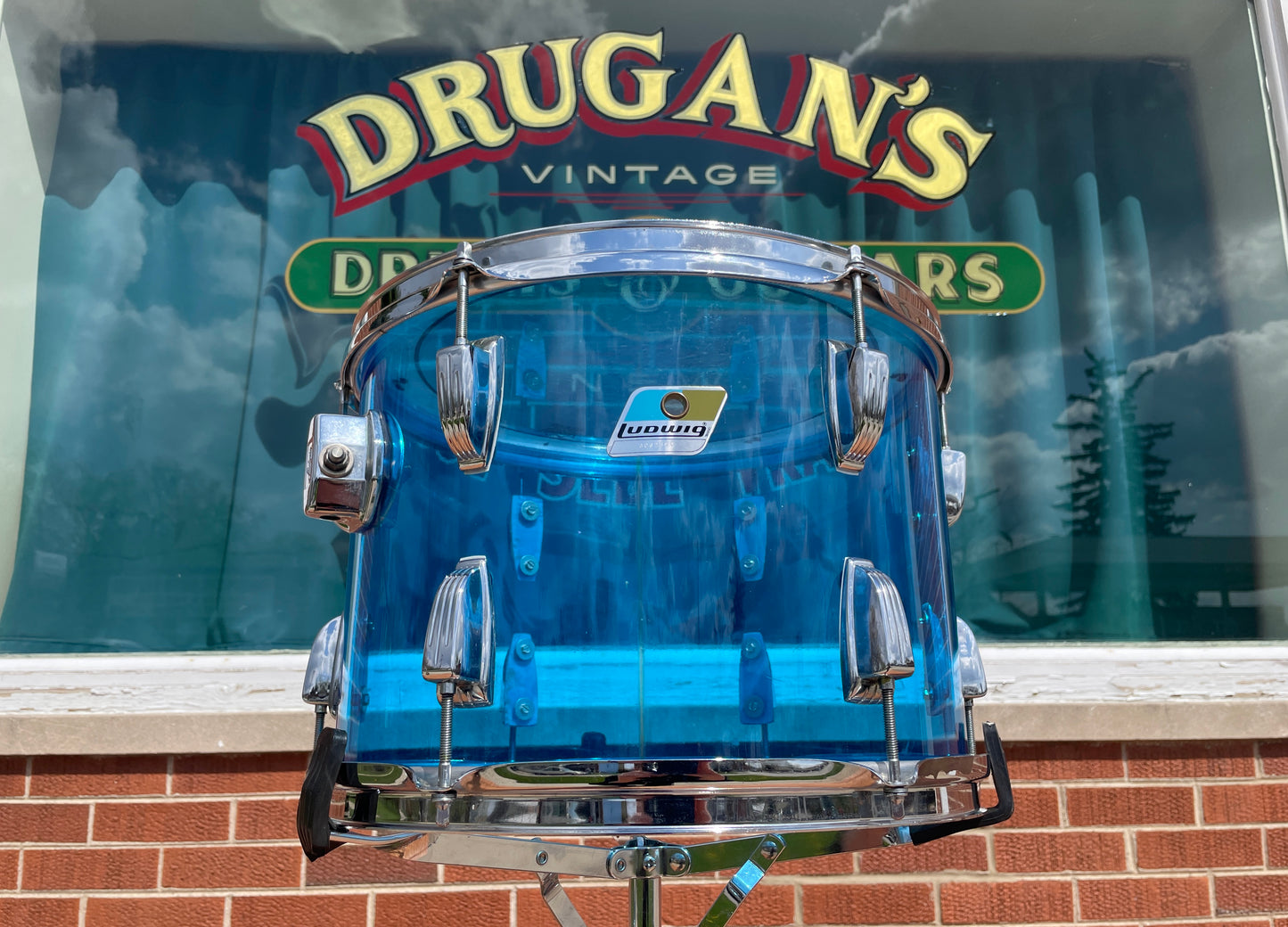 1970s Ludwig Vistalite 10x14 Tom Drum Blue