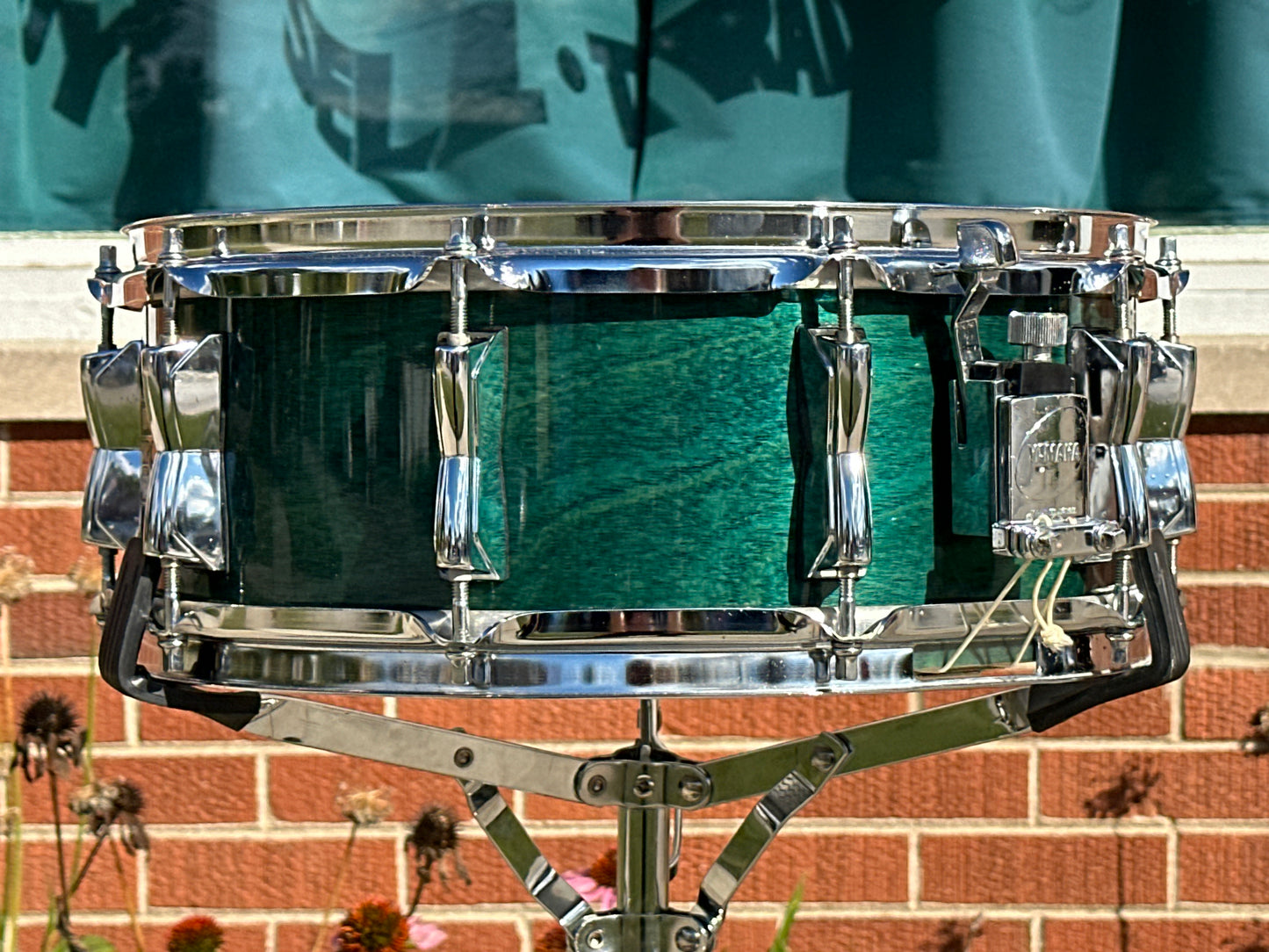 1994 Yamaha Birch Custom 5.5x14 Snare Drum Deep Aqua BSD-095 MIJ