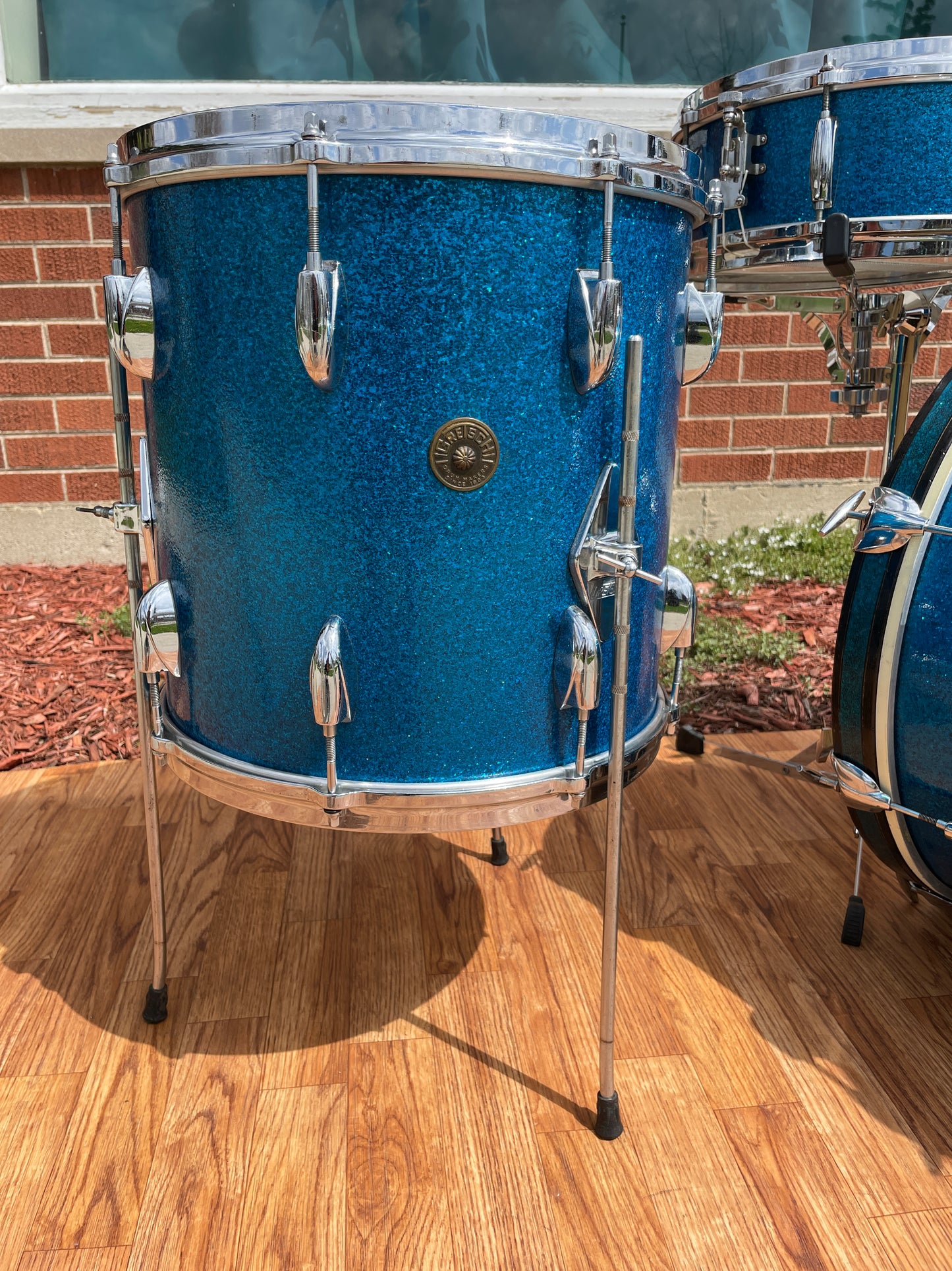 1960s Gretsch Progressive Jazz Drum Set Blue Sparkle 20/12/14/5.5x14