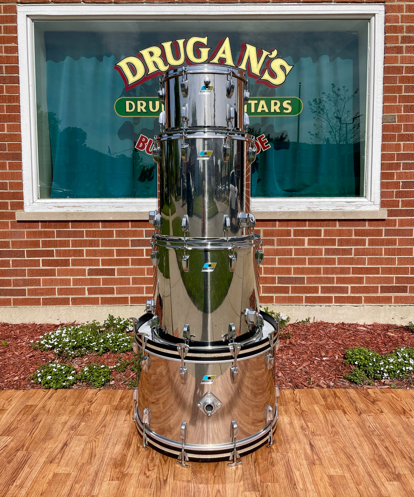 1970s Ludwig Stainless Steel Drum Set 24/13/16/18 Drugan's Drums