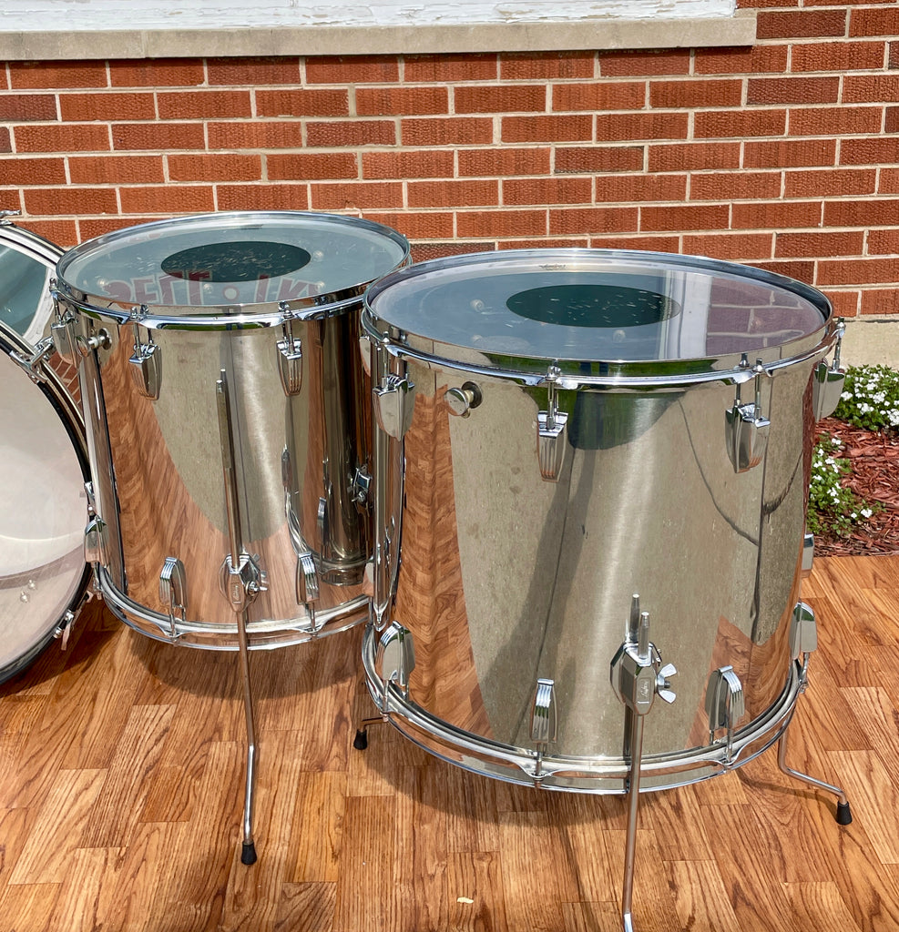 1970s Ludwig Stainless Steel Drum Set 24/13/16/18 Drugan's Drums