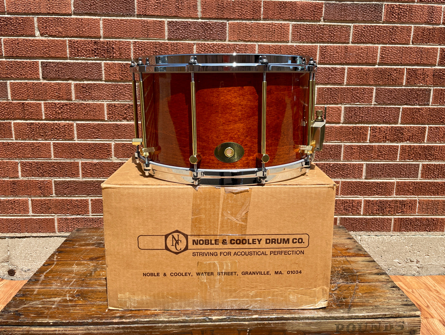 Noble & Cooley 8x14 Solid Maple Shell Snare Drum Amber Honey