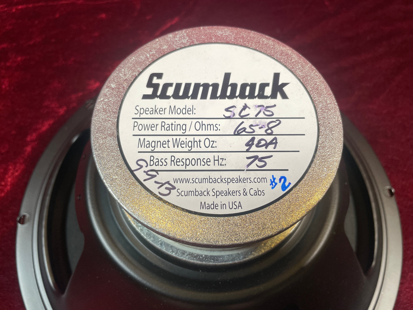 Scumback 12" 65W SC75 Alnico Guitar Speaker 8 Ohm Scumnico (Stock 44