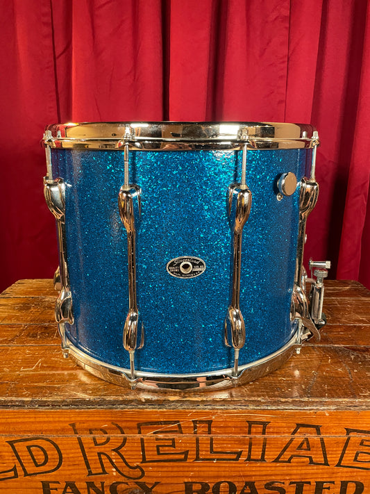 1970s Slingerland 12x15 Marching Snare Drum Blue Sparkle