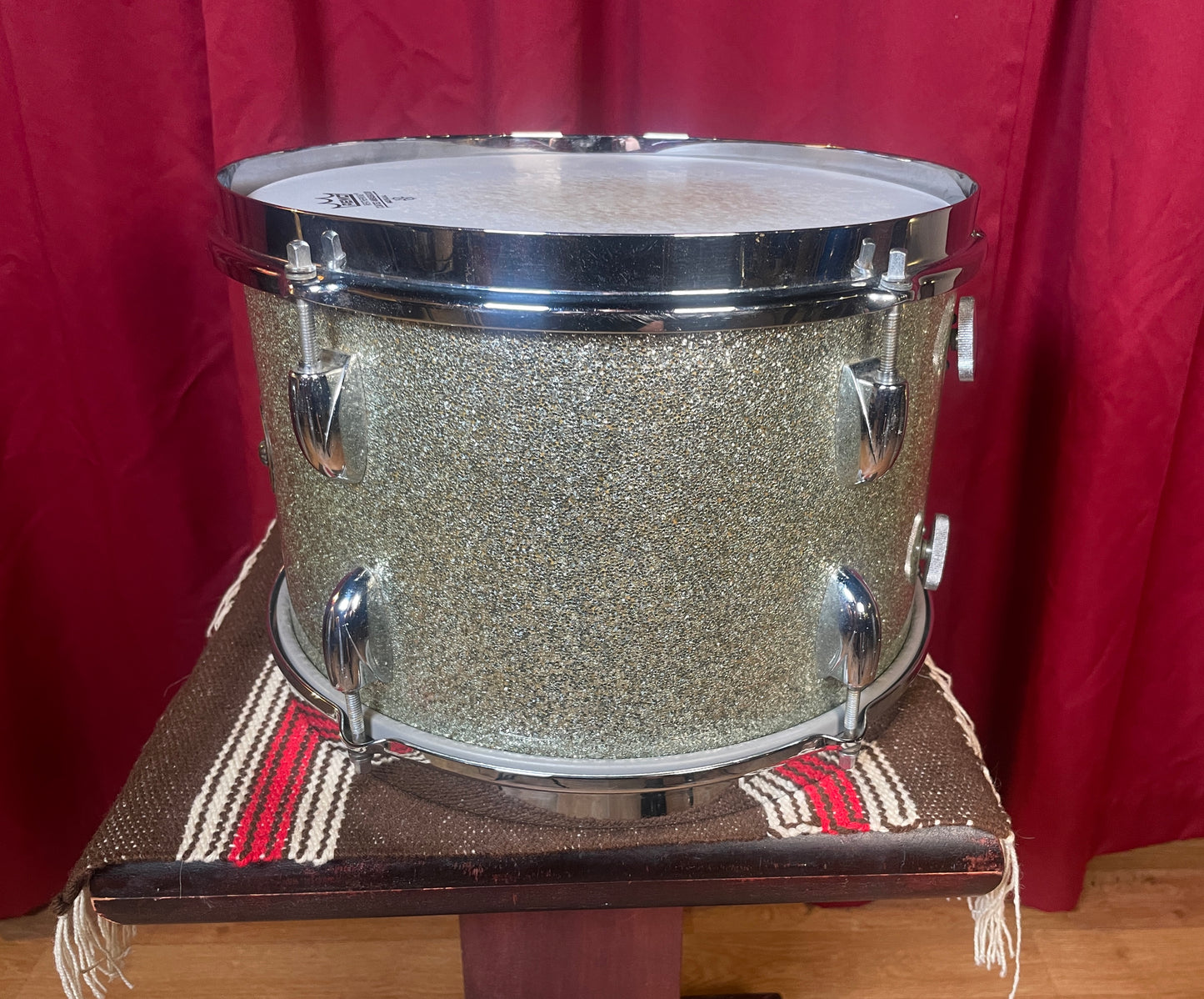 1950s Gretsch 8x12 Round Badge Tom Drum Silver Sparkle