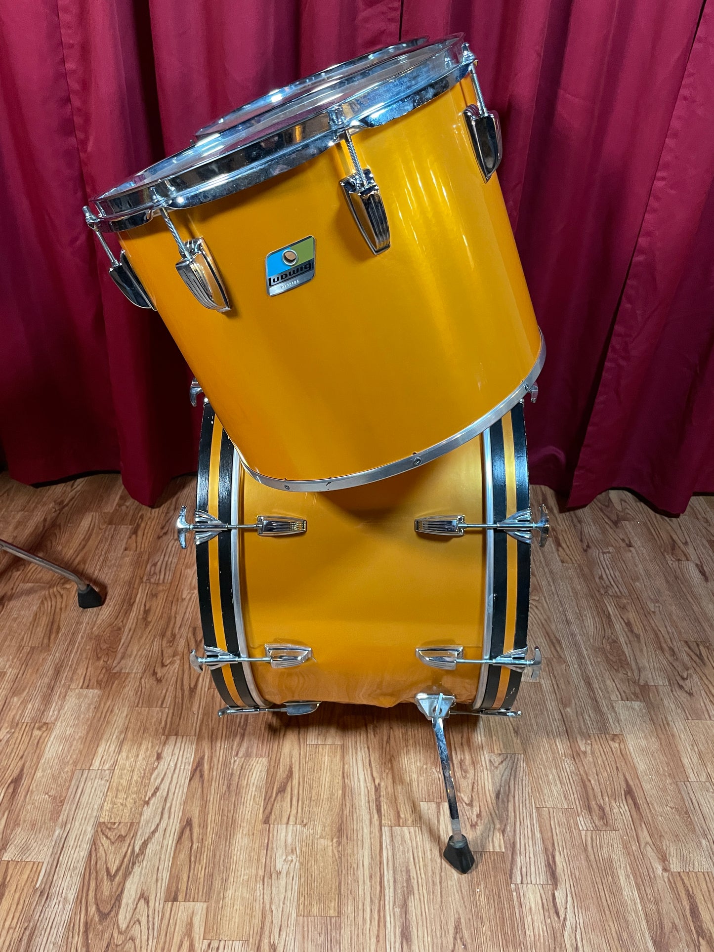 1979 Ludwig Concert Tom Drum Set Gold Silk 24/13/14/15/18