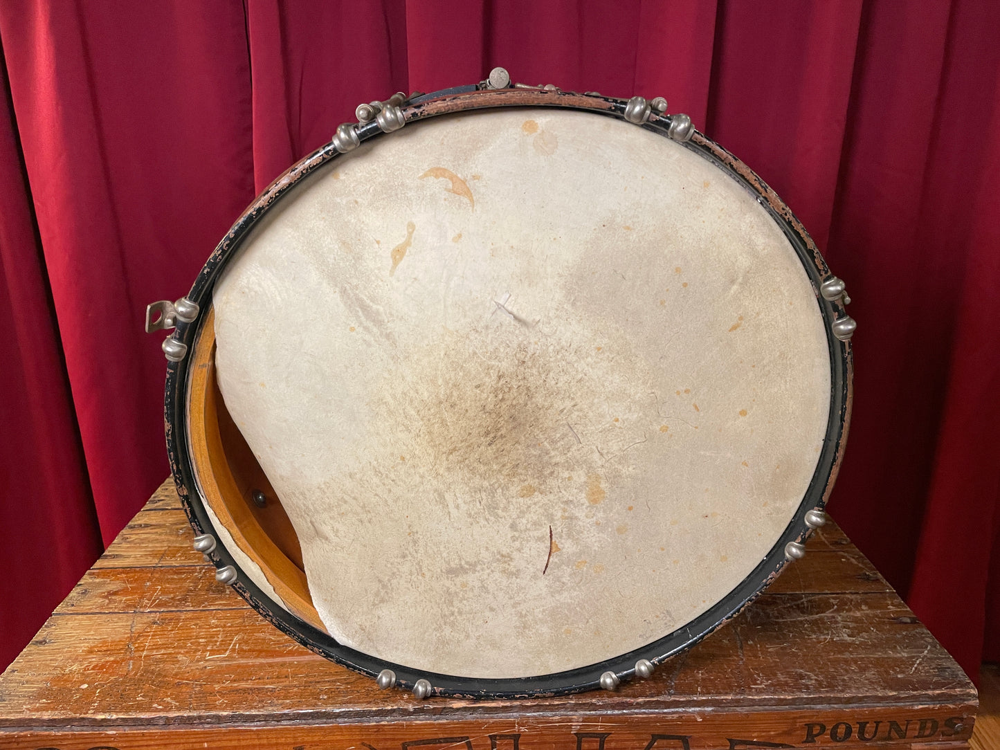 1932 Ludwig 12x17 Marching Snare Drum Blue / Silver Duco for Display or Project 17x12