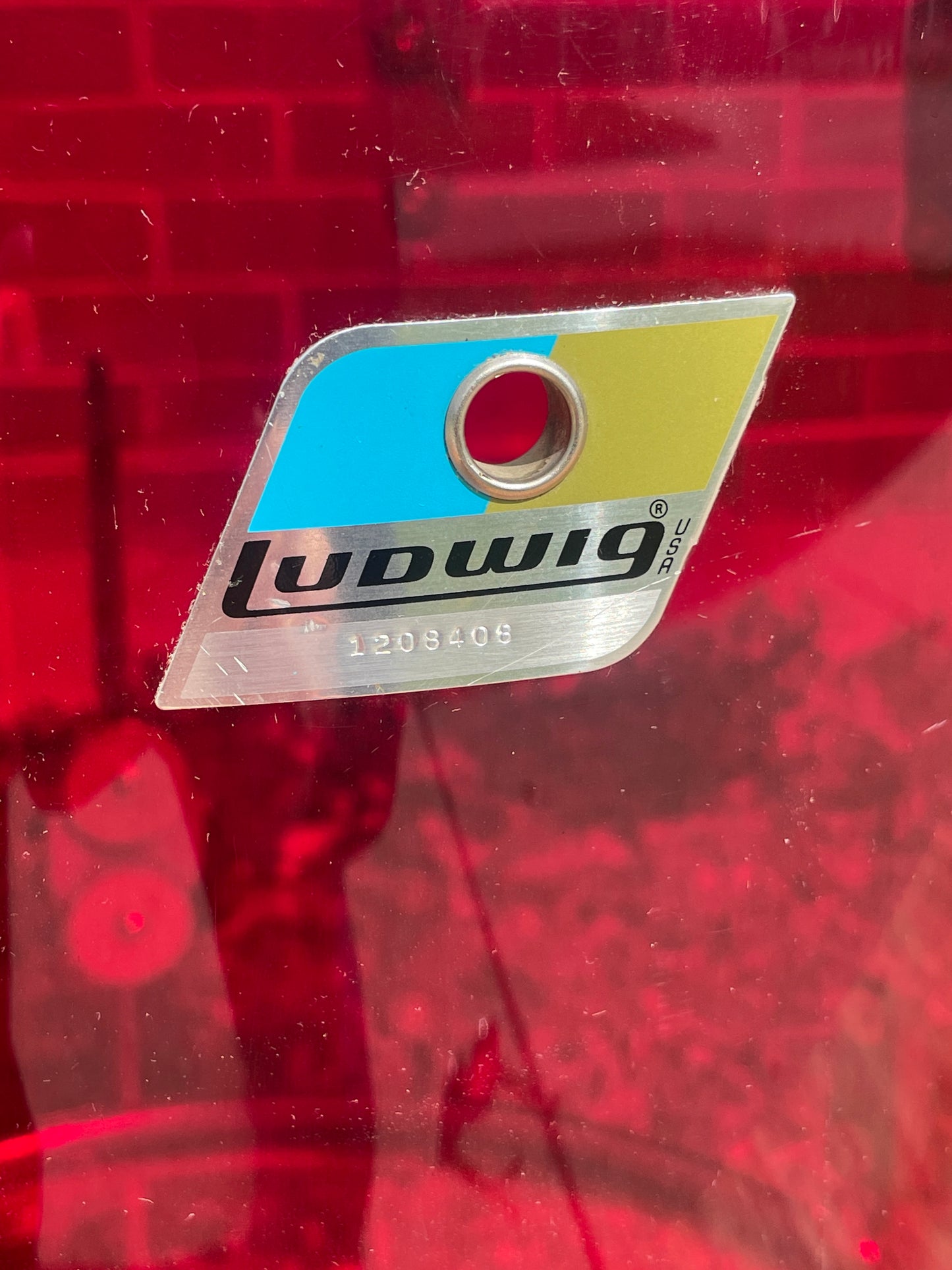 1970s Ludwig Vistalite 16x16 Floor Tom Drum Red