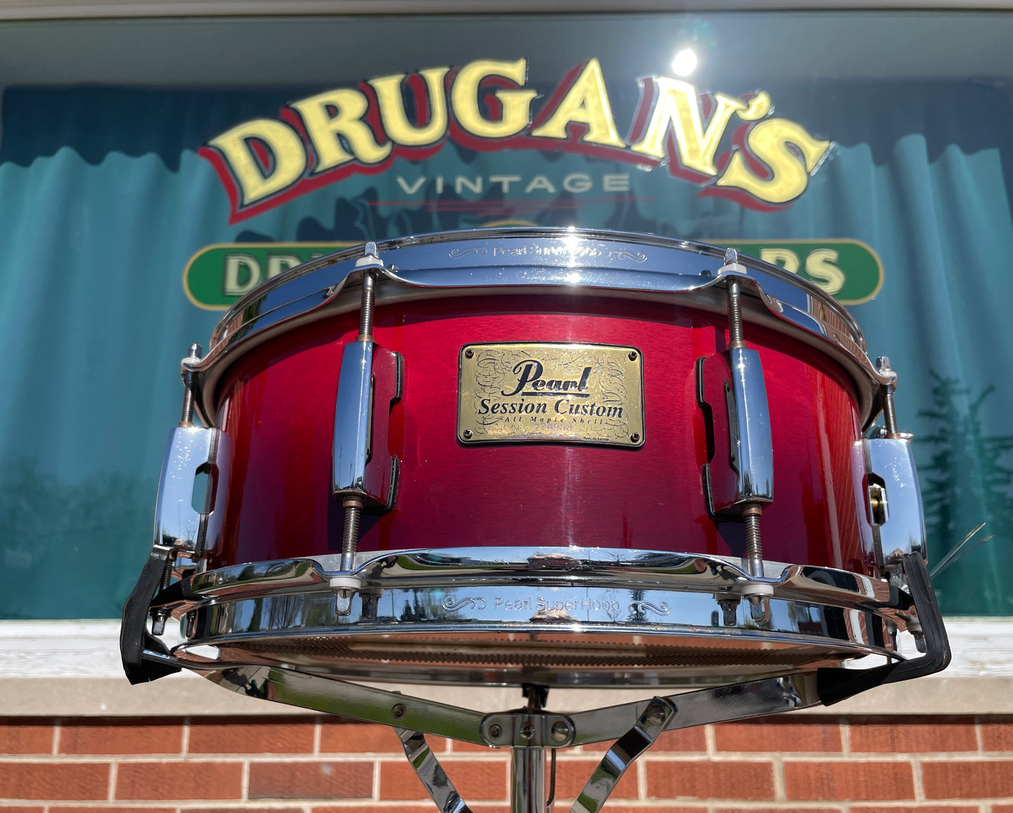 Pearl Session Custom 5x14 Snare Drum Cranberry Fade Red Burst