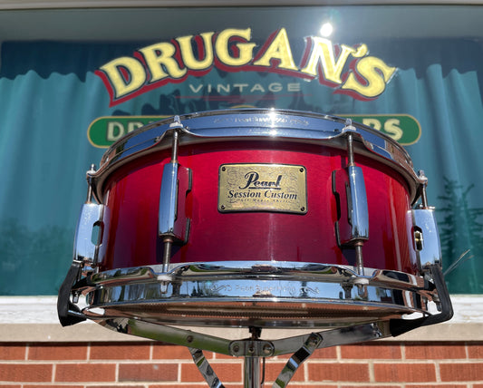 Pearl Session Custom 5x14 Snare Drum Cranberry Fade Red Burst