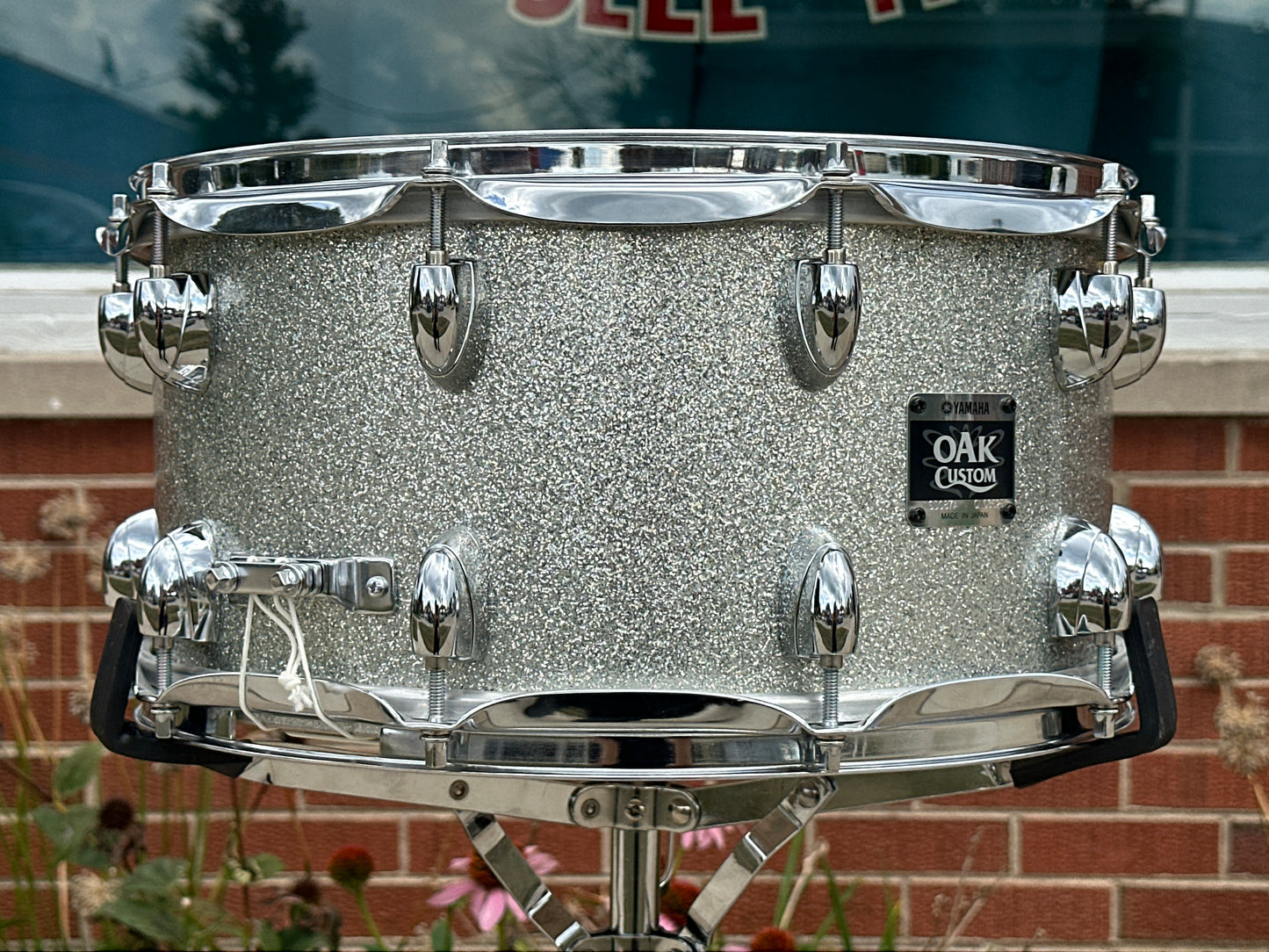 2007 Yamaha Oak Custom 7x14 Snare Drum Silver Sparkle MIJ NSD087A