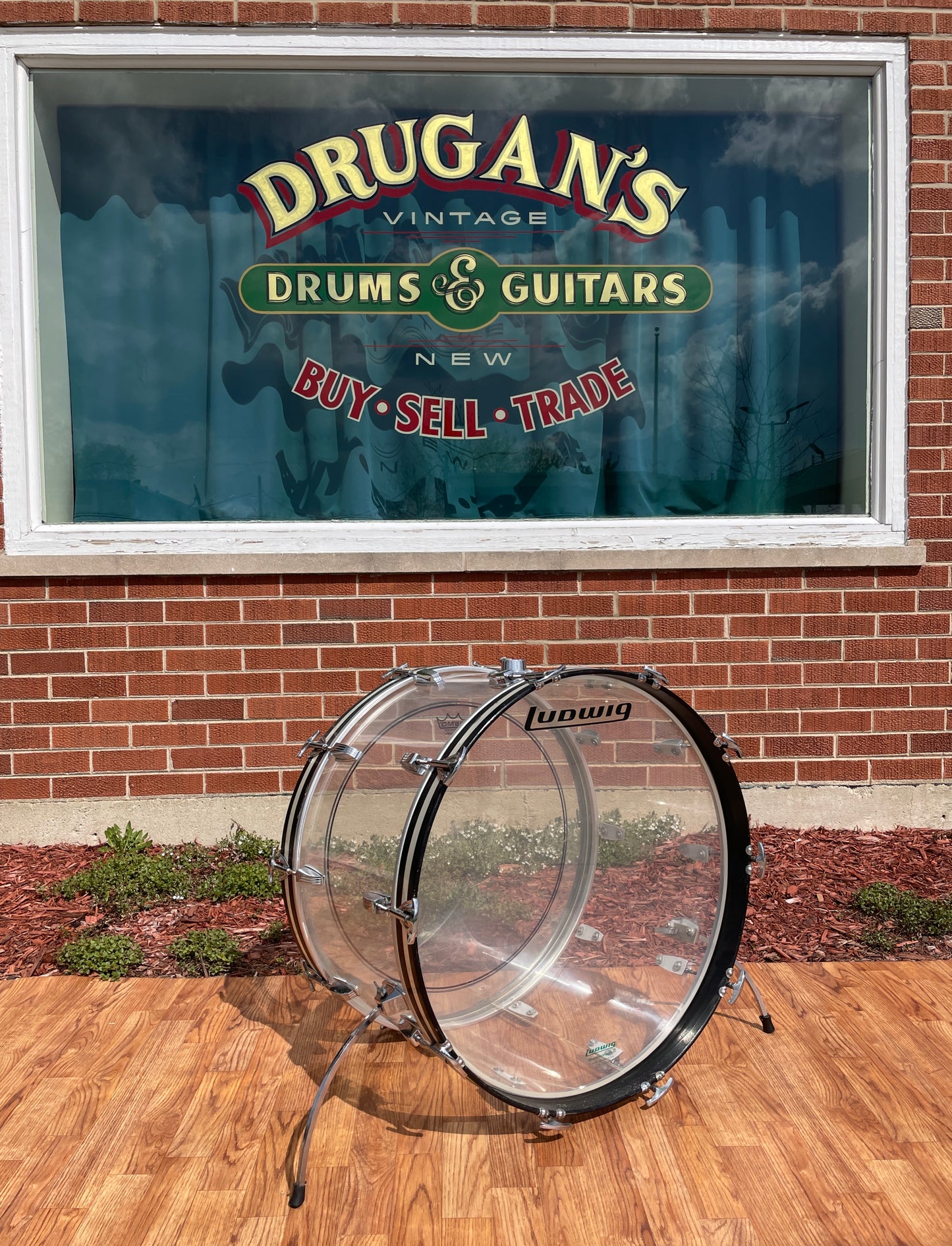 1970s Ludwig 14x24 Vistalite Bass Drum Clear