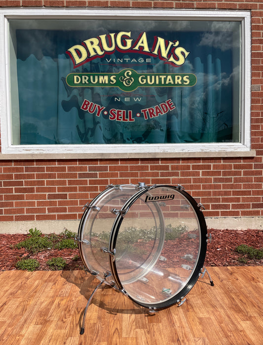 1970s Ludwig 14x24 Vistalite Bass Drum Clear