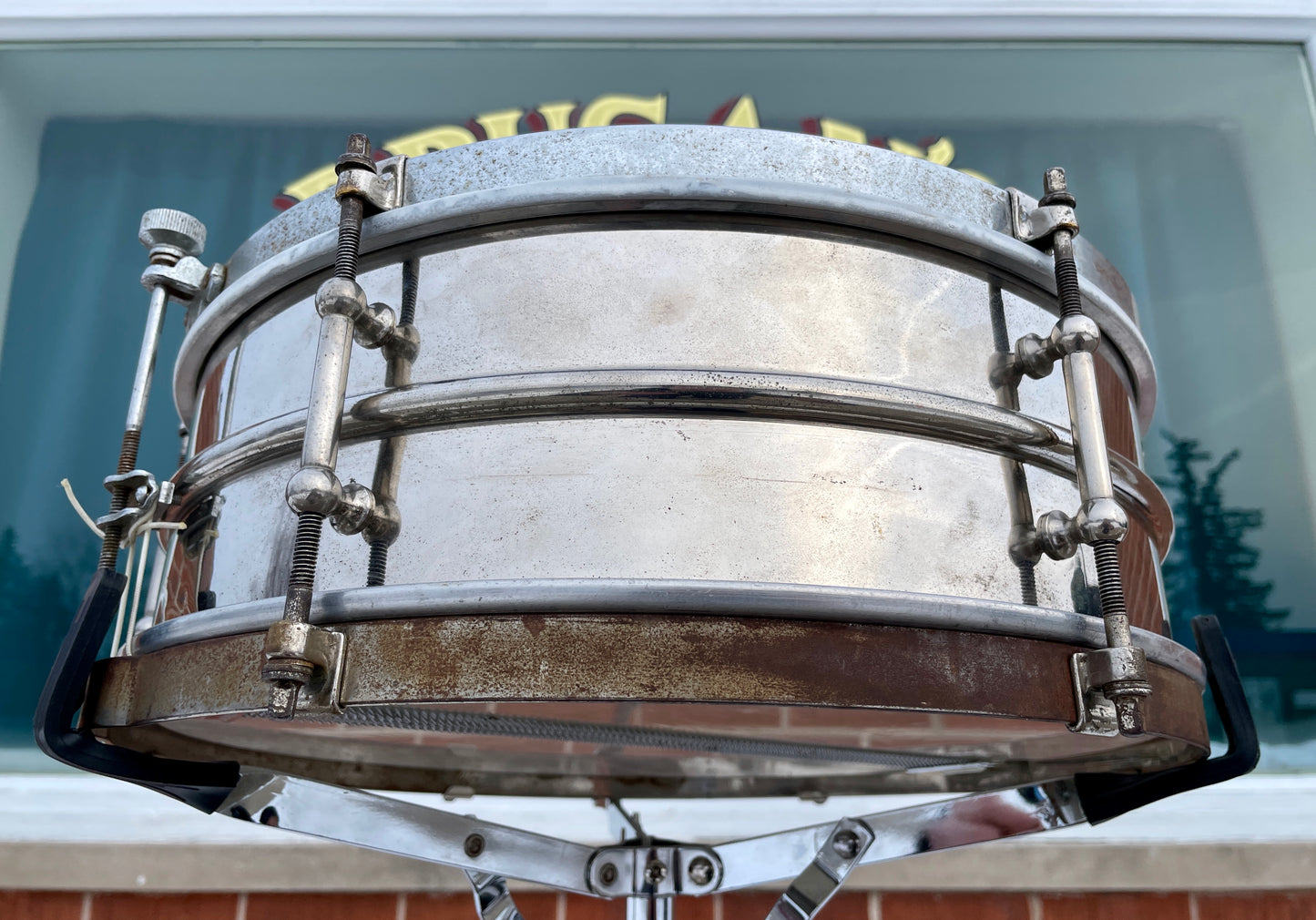 1920s Ludwig 5x14 Universal 2-Pc. Brass Shell Snare Drum Pioneer