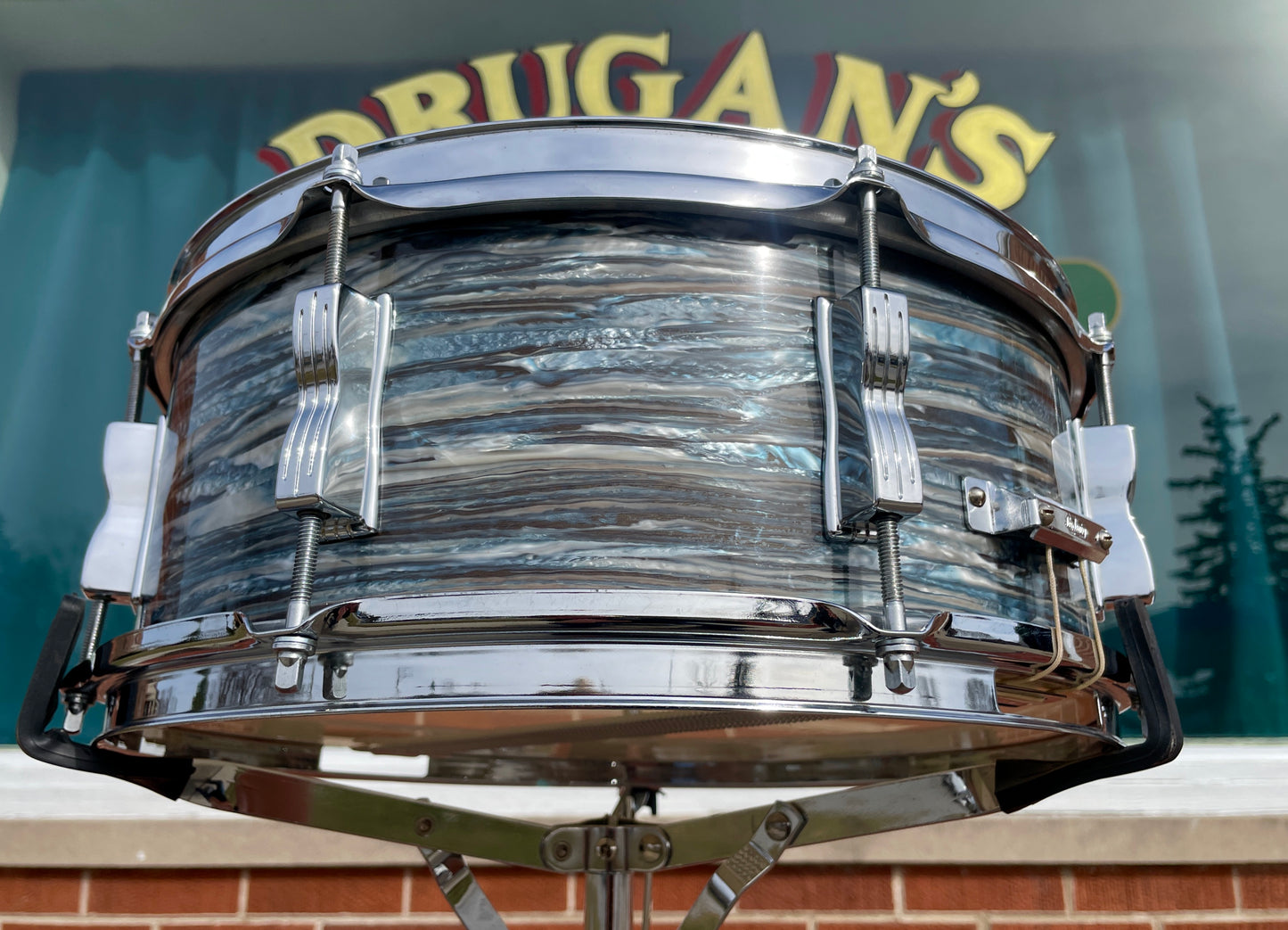 1966 Ludwig No. 908P Jazz Festival 5x14 Snare Drum Oyster Blue Pearl
