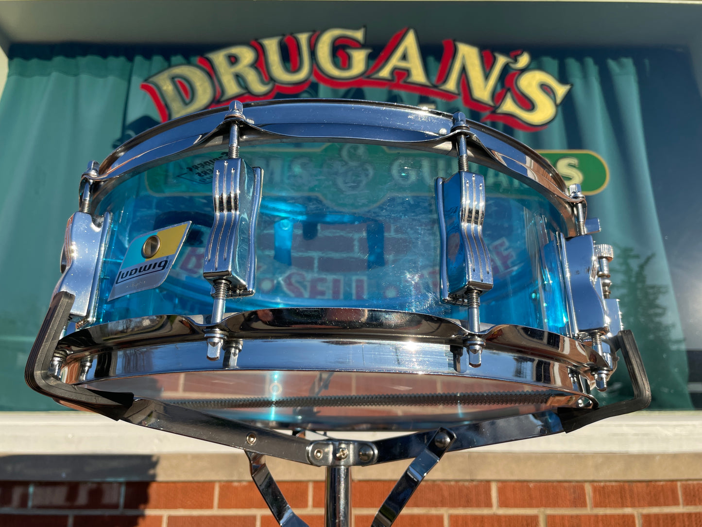 1970s Ludwig 5x14 Blue Vistalite Snare Drum