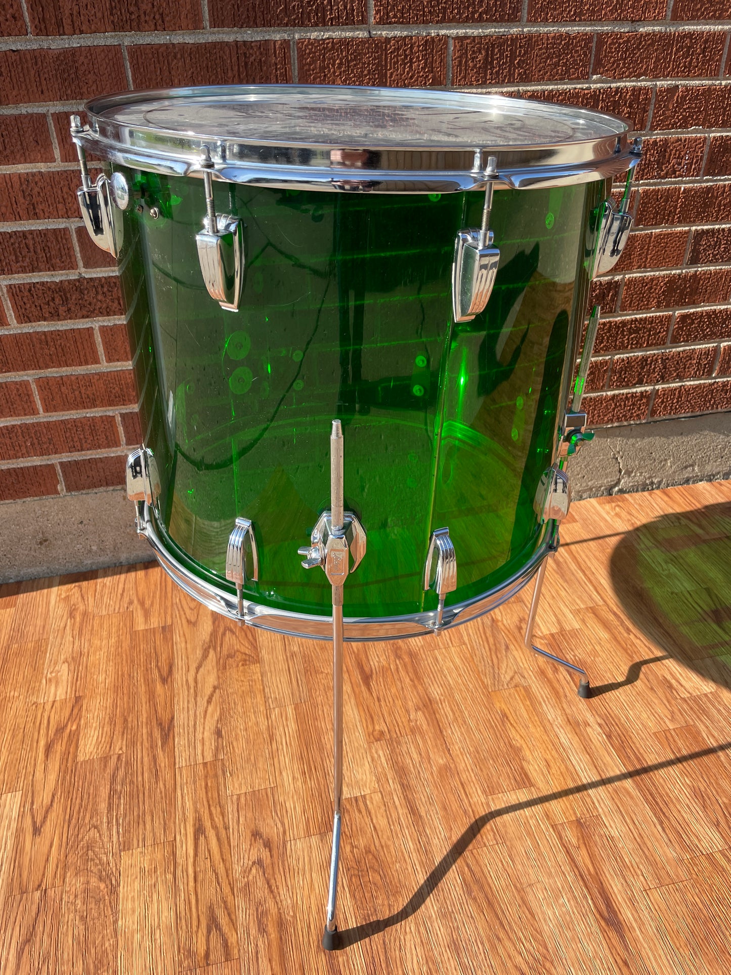 1970s Ludwig Vistalite 16x18 Floor Tom Drum Green