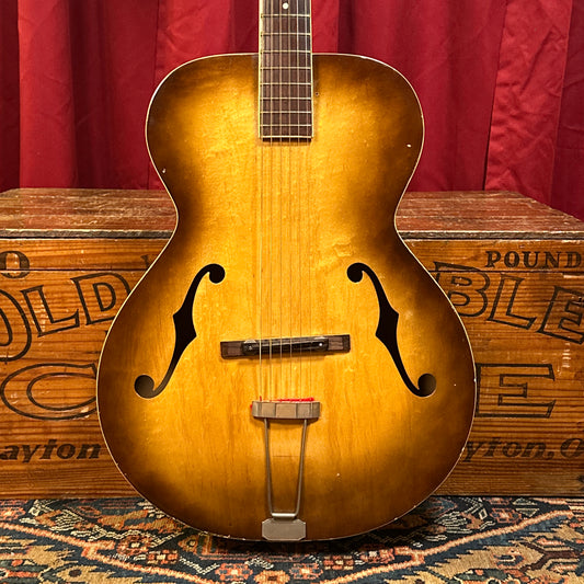 1950s Silvertone 6887 Archtop Acoustic Guitar Natural Burst w/ Gig Bag