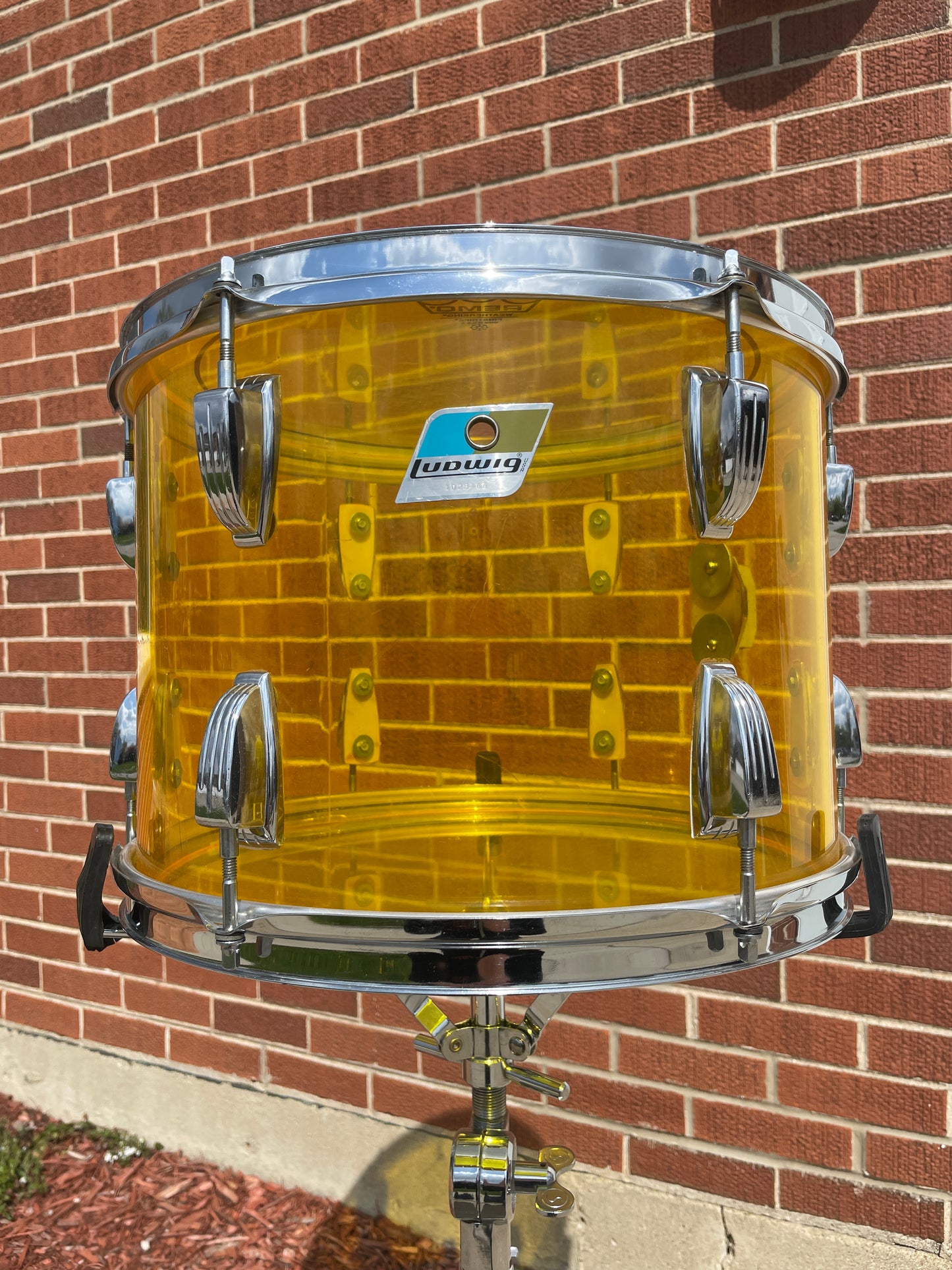 1970s Ludwig Vistalite 10x14 Tom Drum Yellow