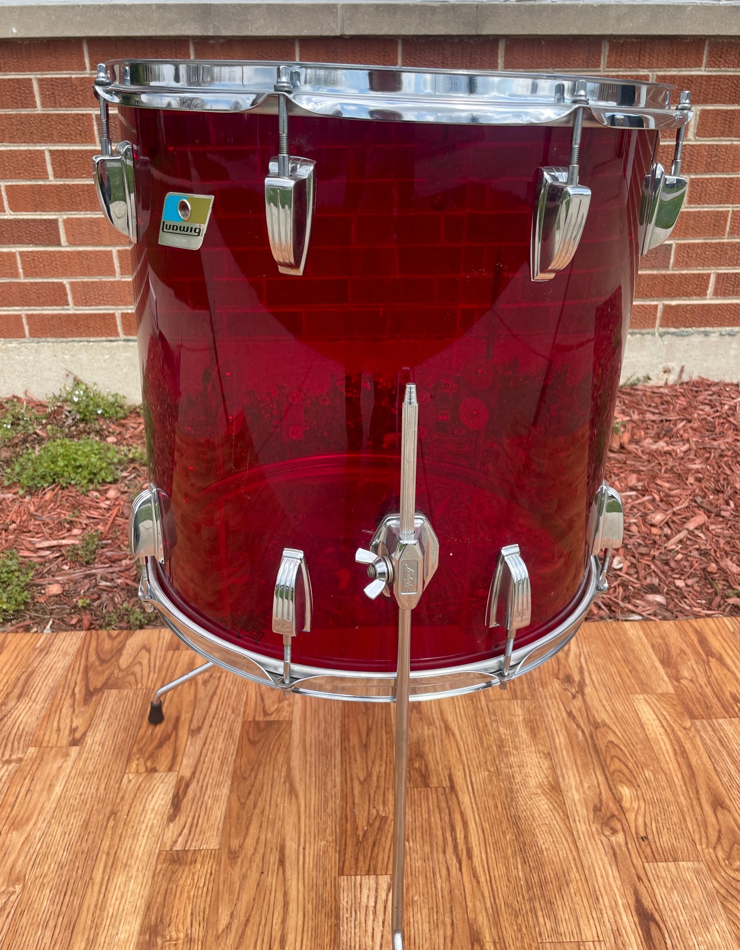 1970s Ludwig Vistalite 16x16 Floor Tom Drum Red