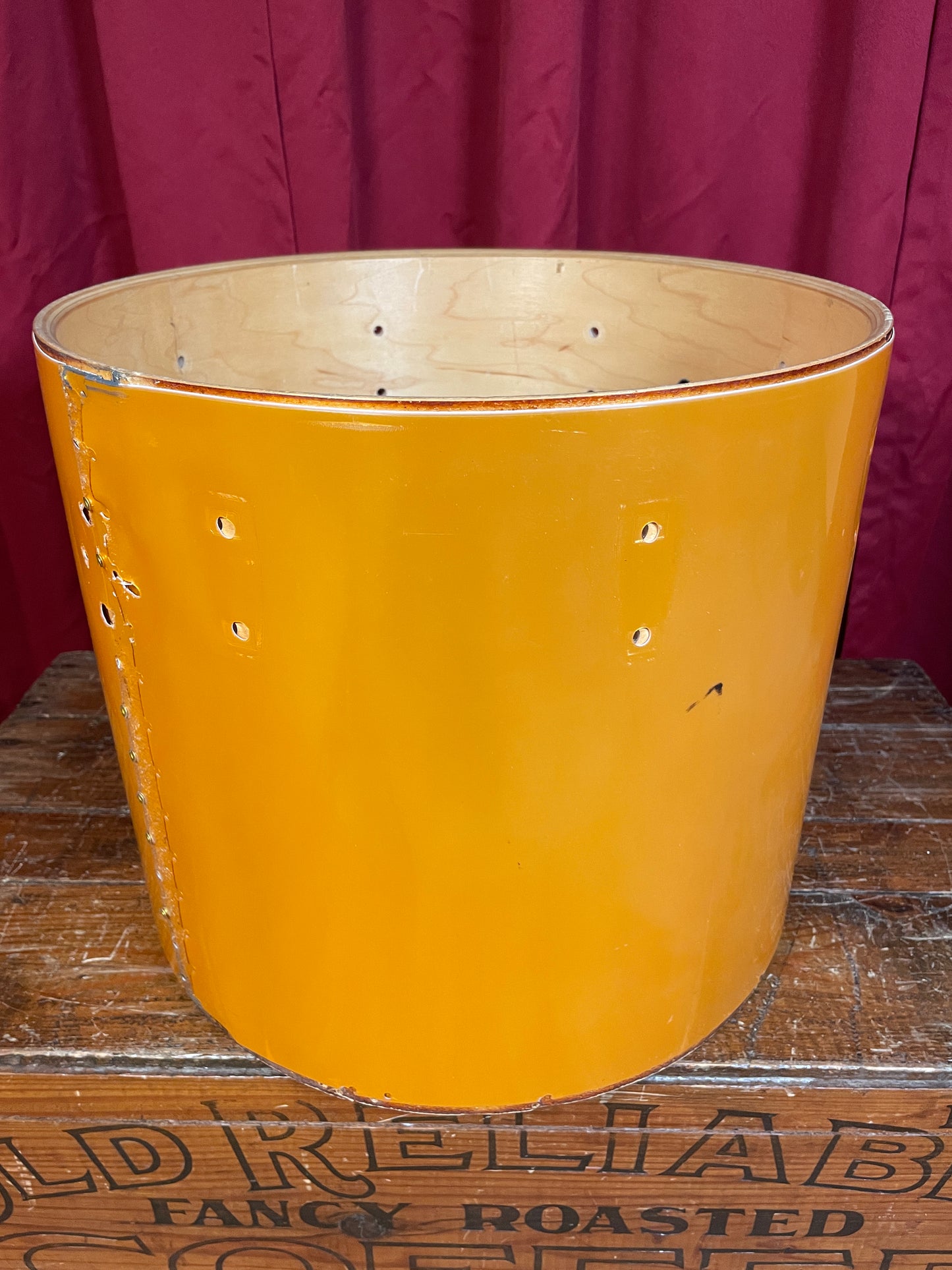 1980s Ludwig 14x16 Concert Tom Drum Shell Gold Silk 6-Ply #1