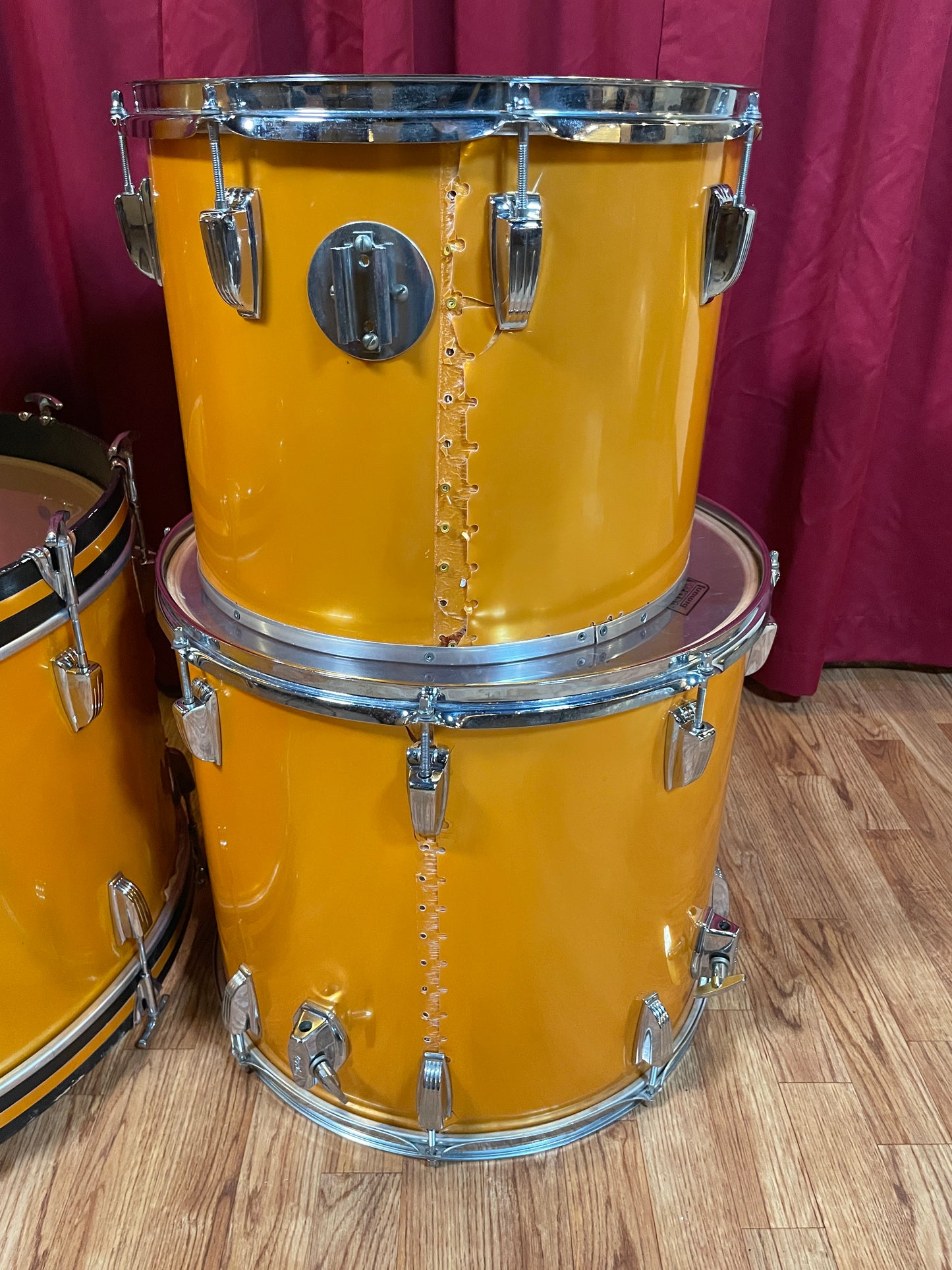 1979 Ludwig Concert Tom Drum Set Gold Silk 24/13/14/15/18