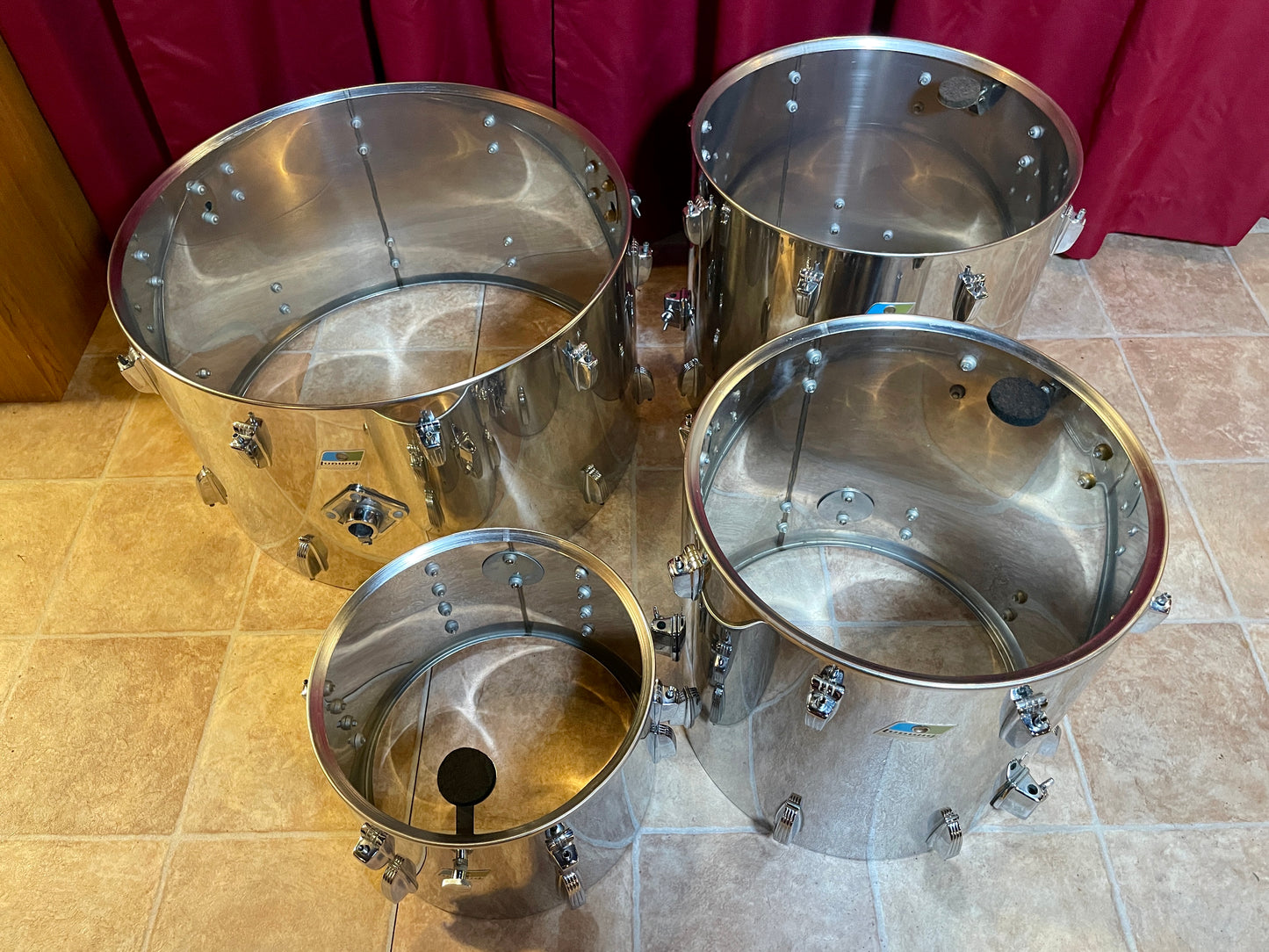 1970s Ludwig Stainless Steel Drum Set 24/13/16/18