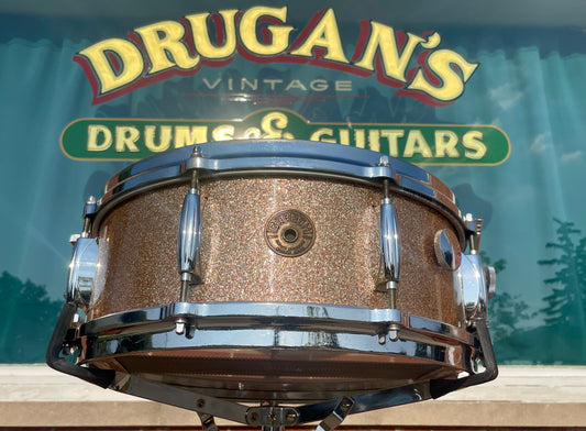 1960s Gretsch 5.5x14 Round Badge Snare Drum Champagne Sparkle