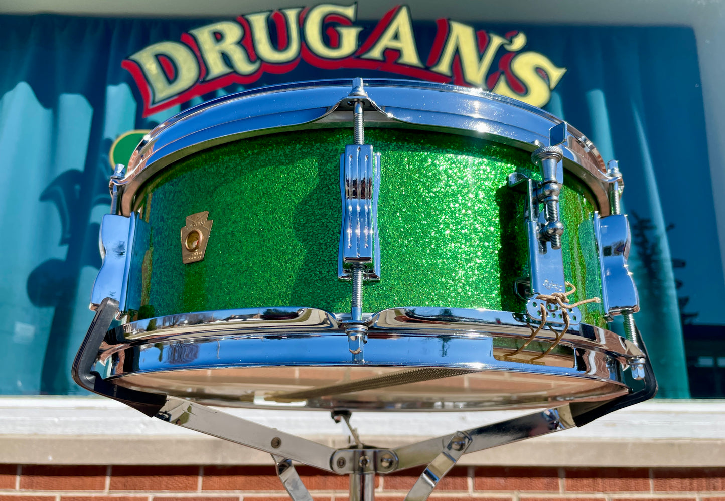 1960s Ludwig 5x14 Pioneer No. 491 Snare Drum Green Sparkle