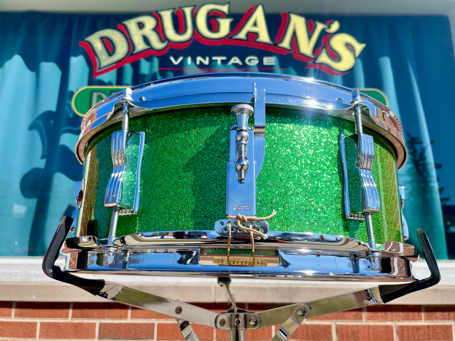 1960s Ludwig 5x14 Pioneer No. 491 Snare Drum Green Sparkle