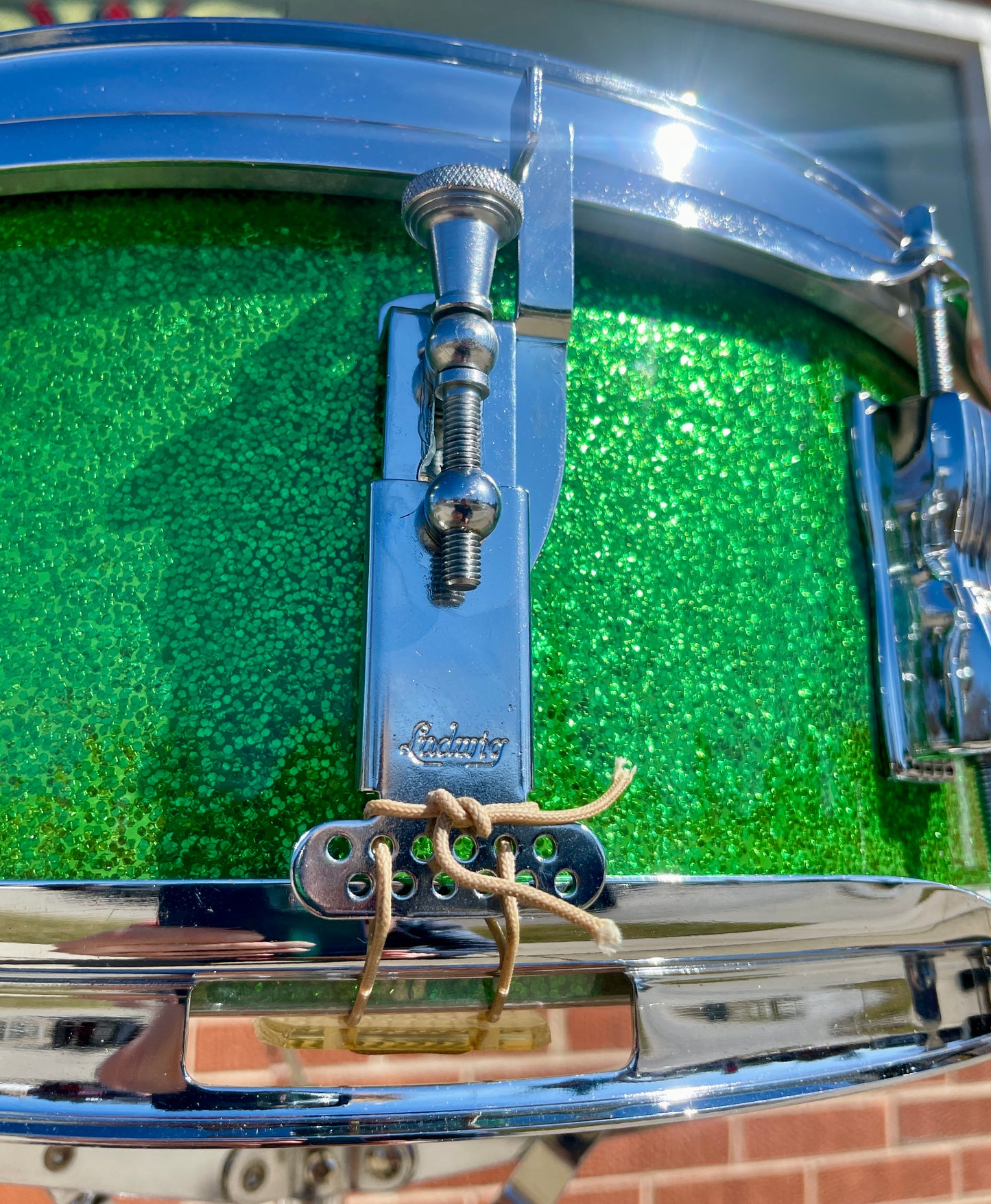 1960s Ludwig 5x14 Pioneer No. 491 Snare Drum Green Sparkle