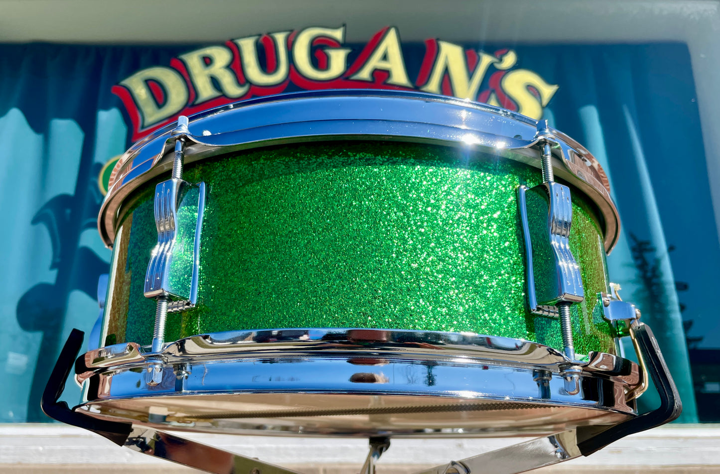 1960s Ludwig 5x14 Pioneer No. 491 Snare Drum Green Sparkle