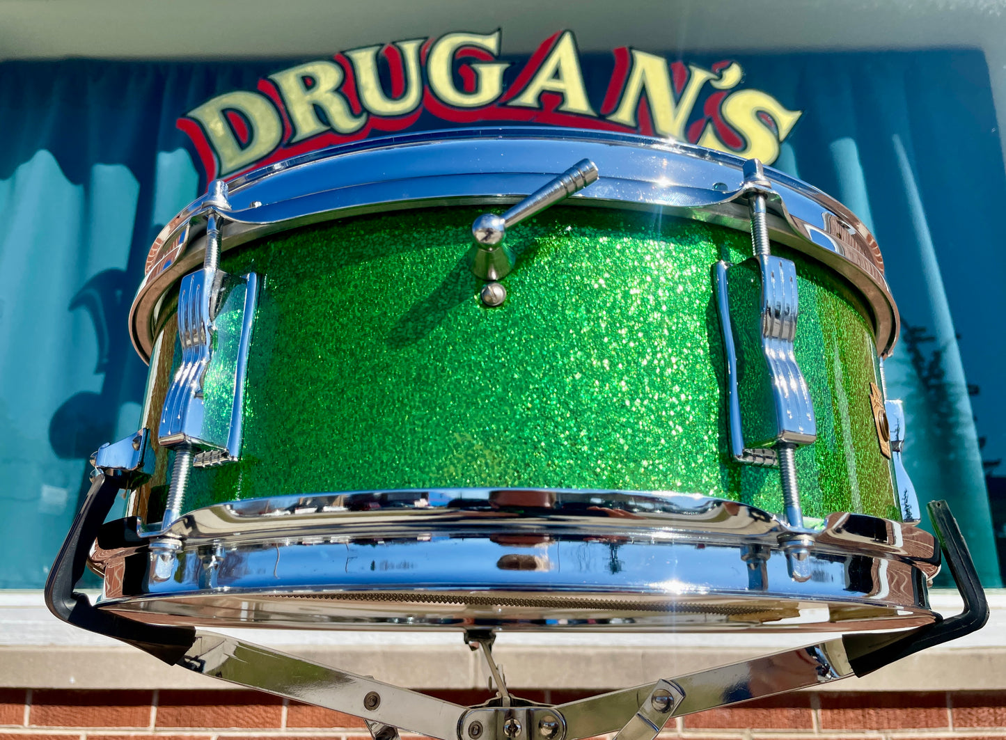 1960s Ludwig 5x14 Pioneer No. 491 Snare Drum Green Sparkle