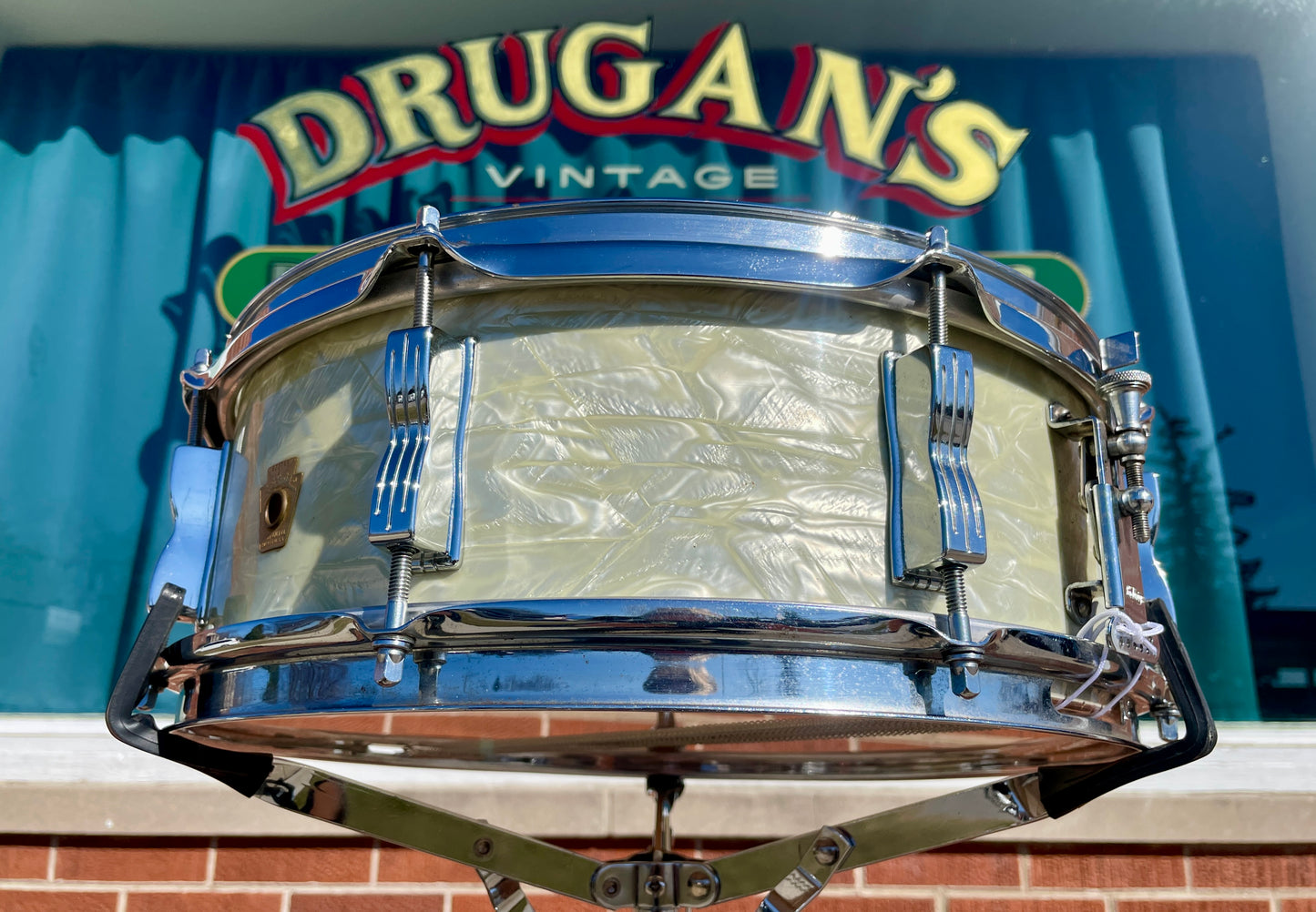 1960s Ludwig 5x14 Jazz Festival Snare Drum White Marine Pearl