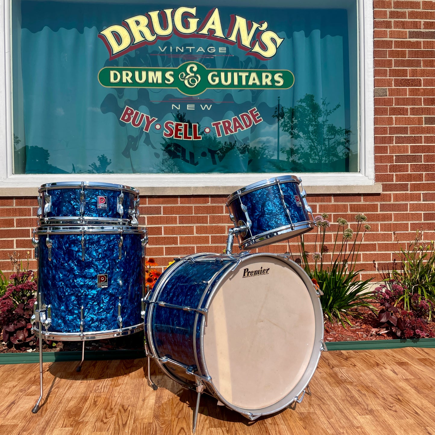 1960s Premier 54 Outfit Drum Set Blue Pearl 20/12/16 w/ 5.5x14 Snare