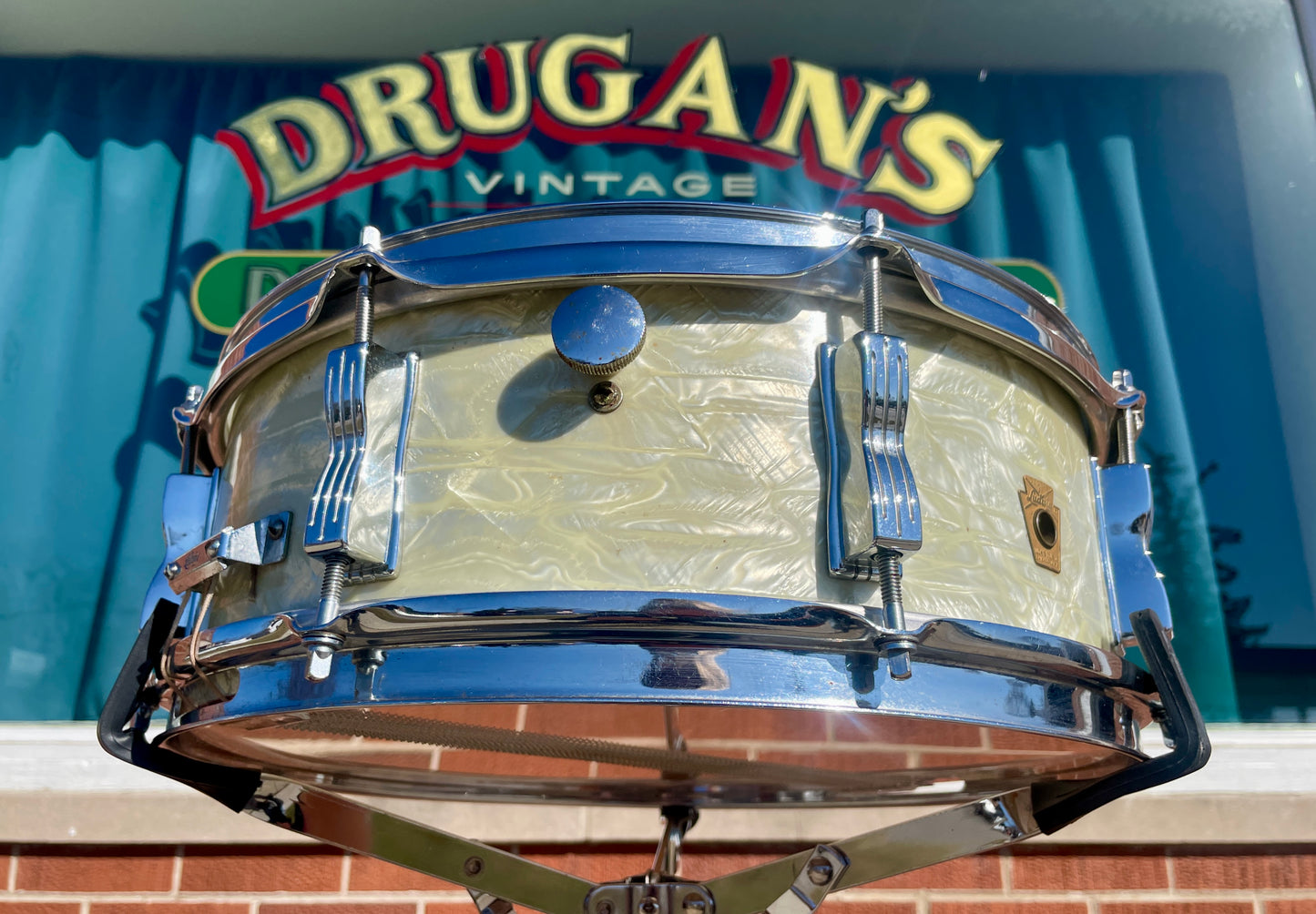 1960s Ludwig 5x14 Jazz Festival Snare Drum White Marine Pearl