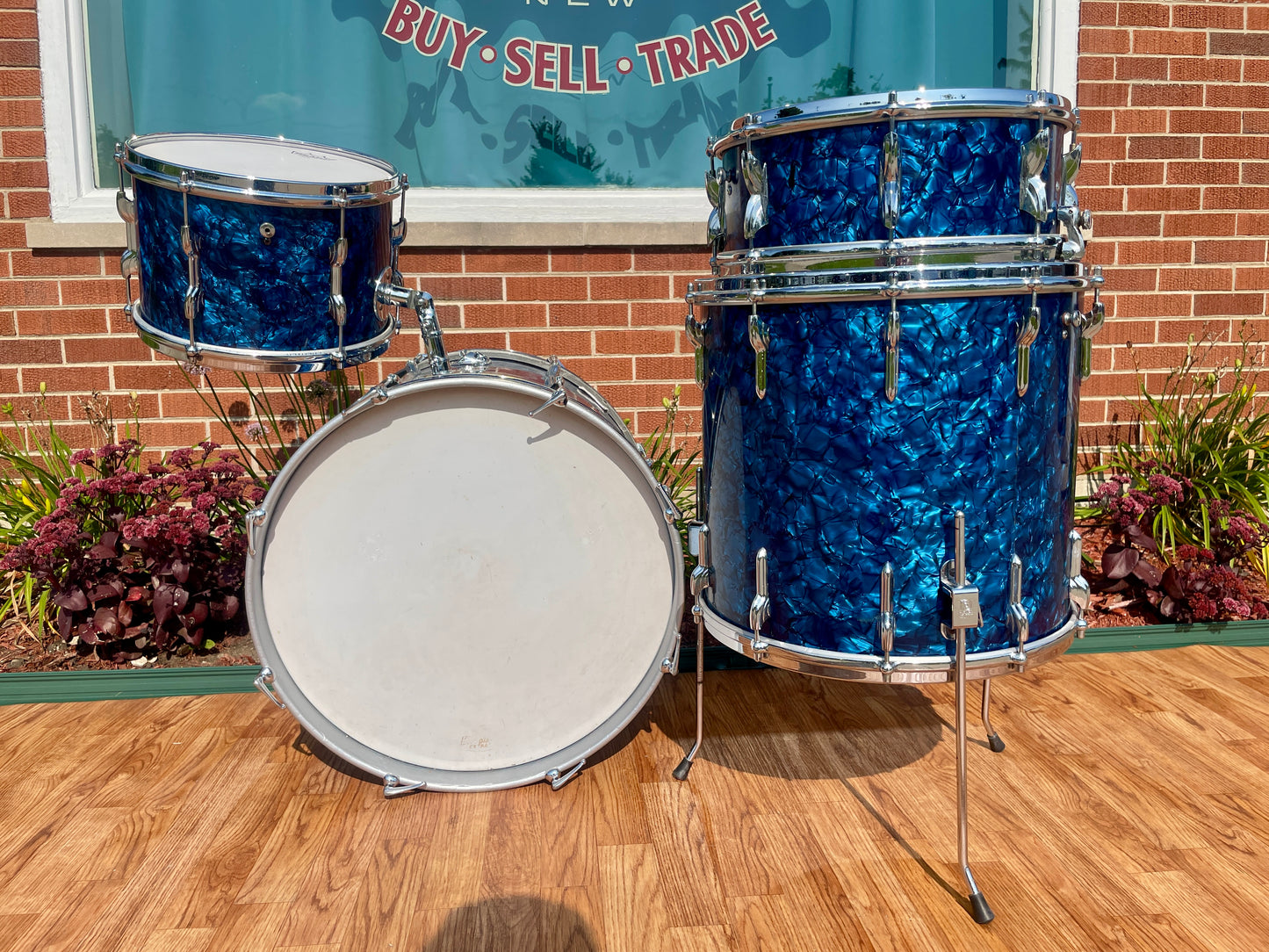 1960s Premier 54 Outfit Drum Set Blue Pearl 20/12/16 w/ 5.5x14 Snare